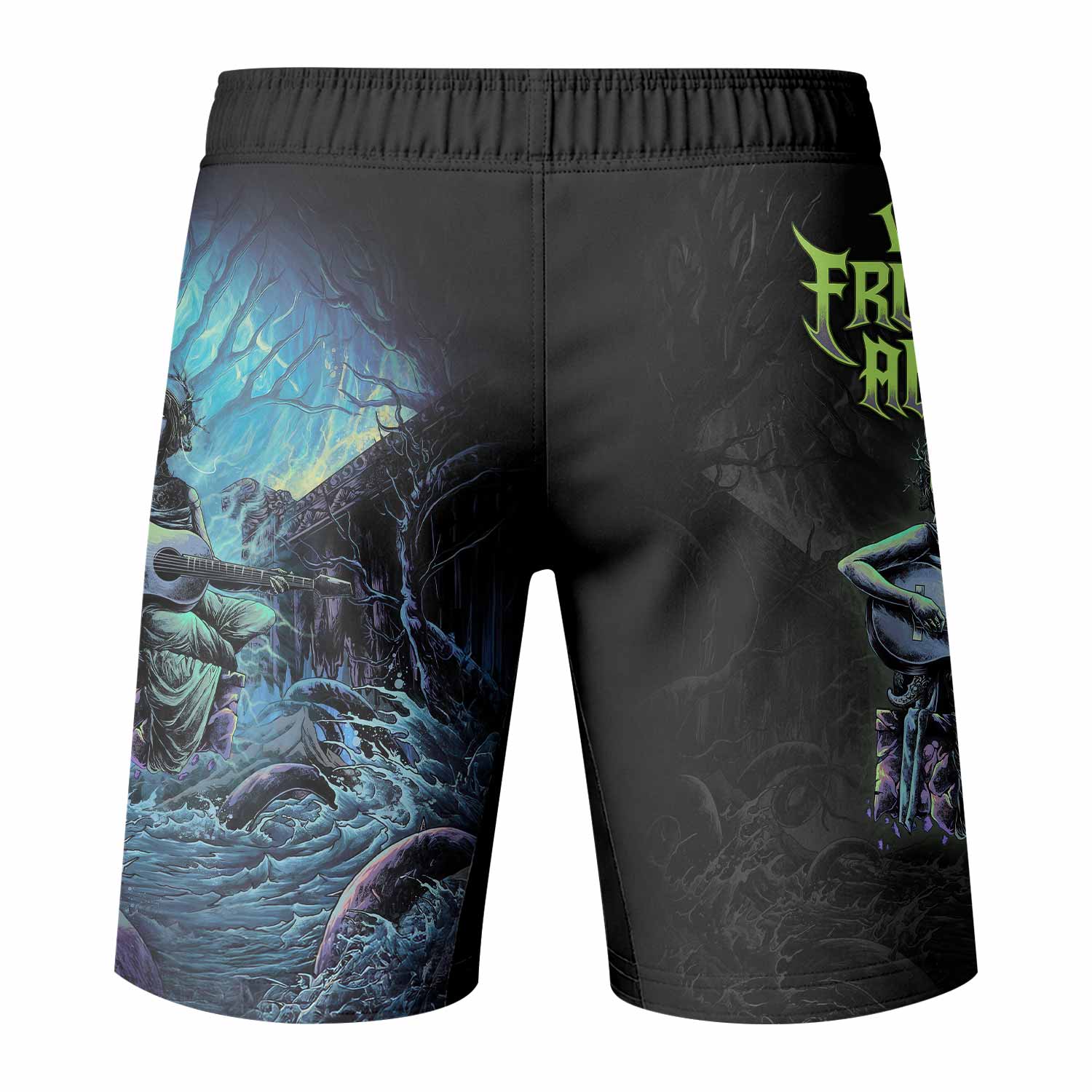 Vocal from the Abyss Fight Shorts | Durable MMA & BJJ Shorts - back view mockup
