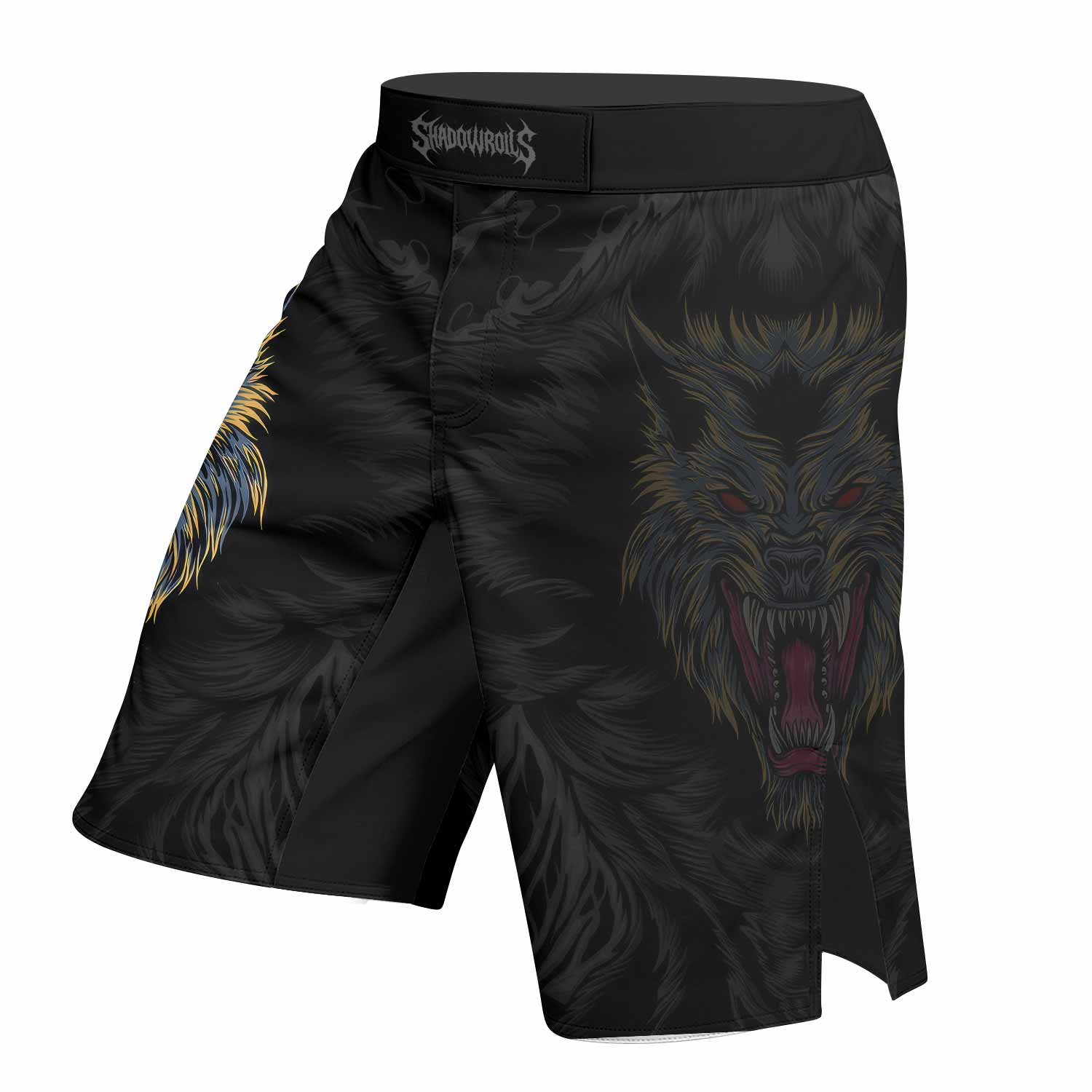 Wolf Rage Fight Shorts - Durable Fight Shorts for MMA & Training - left side mockup