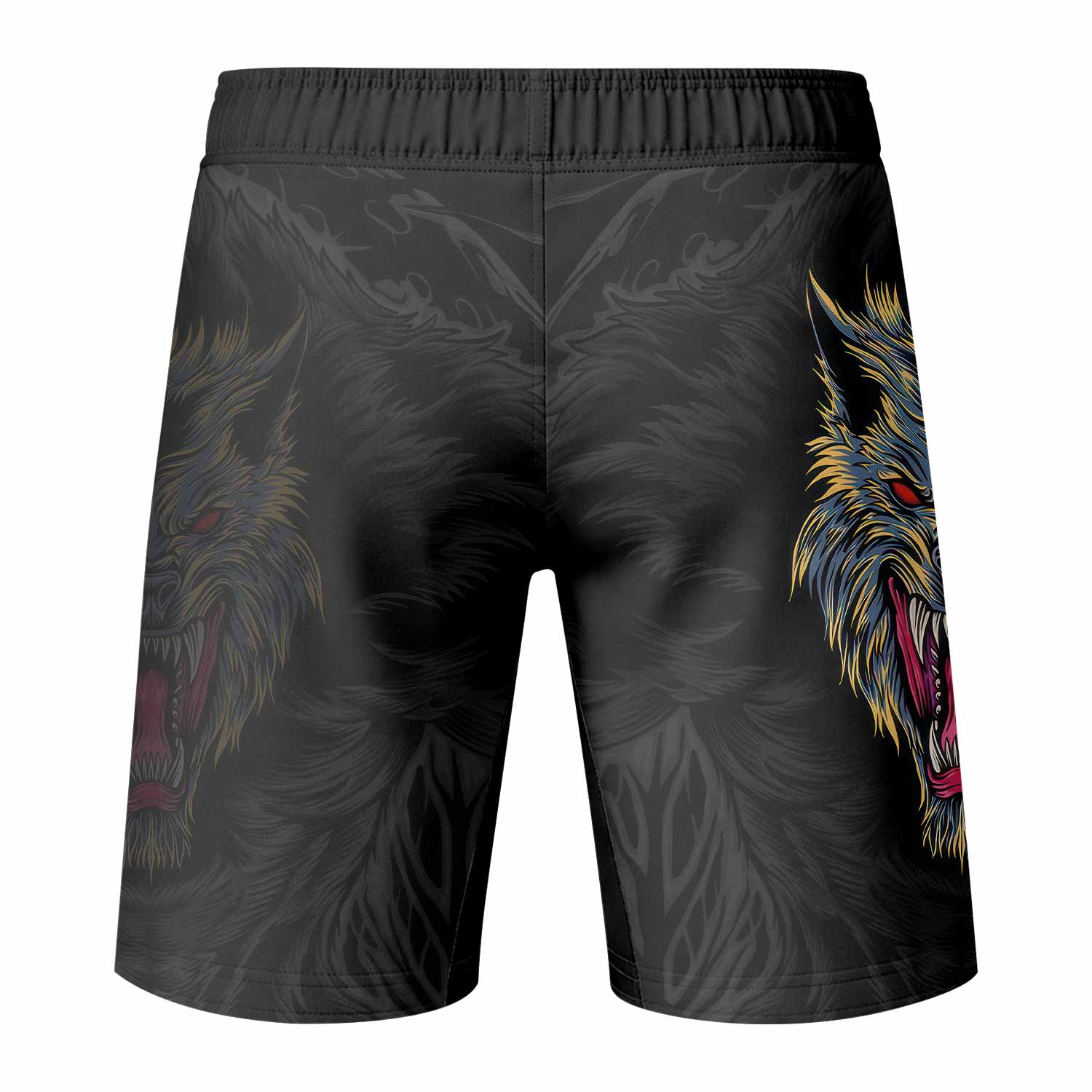 Wolf Rage Fight Shorts - Durable Fight Shorts for MMA & Training - back view mockup