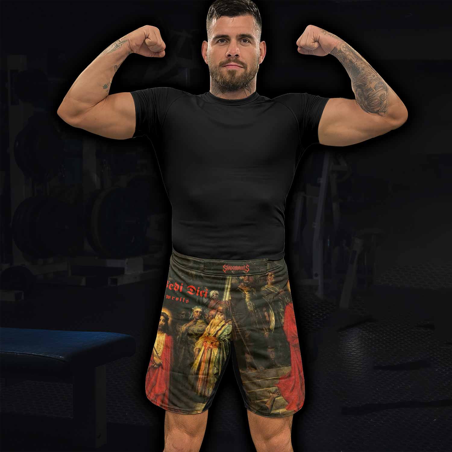 Crimson Messiah Fight Shorts | Durable MMA, BJJ & Boxing Shorts - lifestyle view
