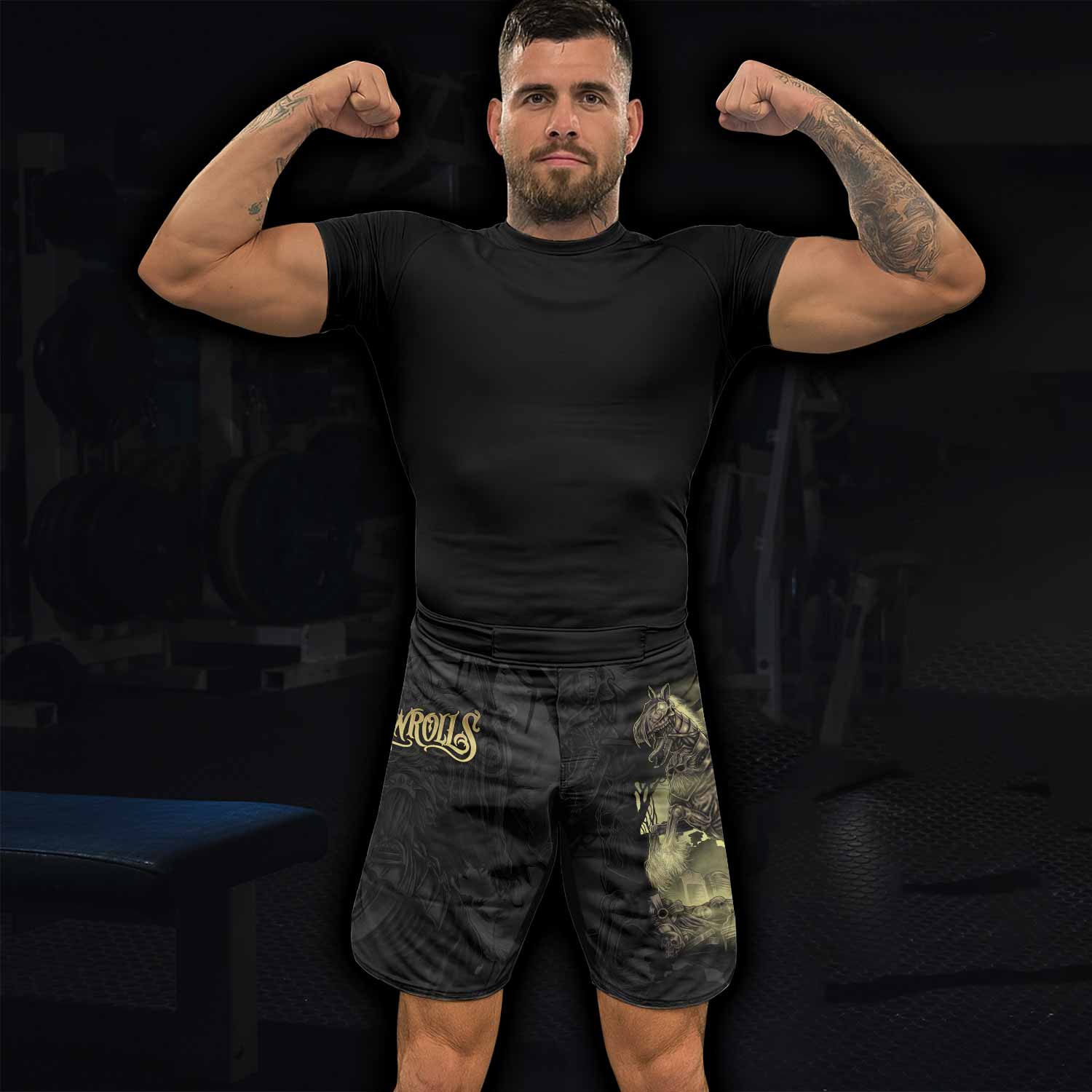Dark Rider Fight Shorts - Durable MMA & BJJ Training Gear - lifestyle view