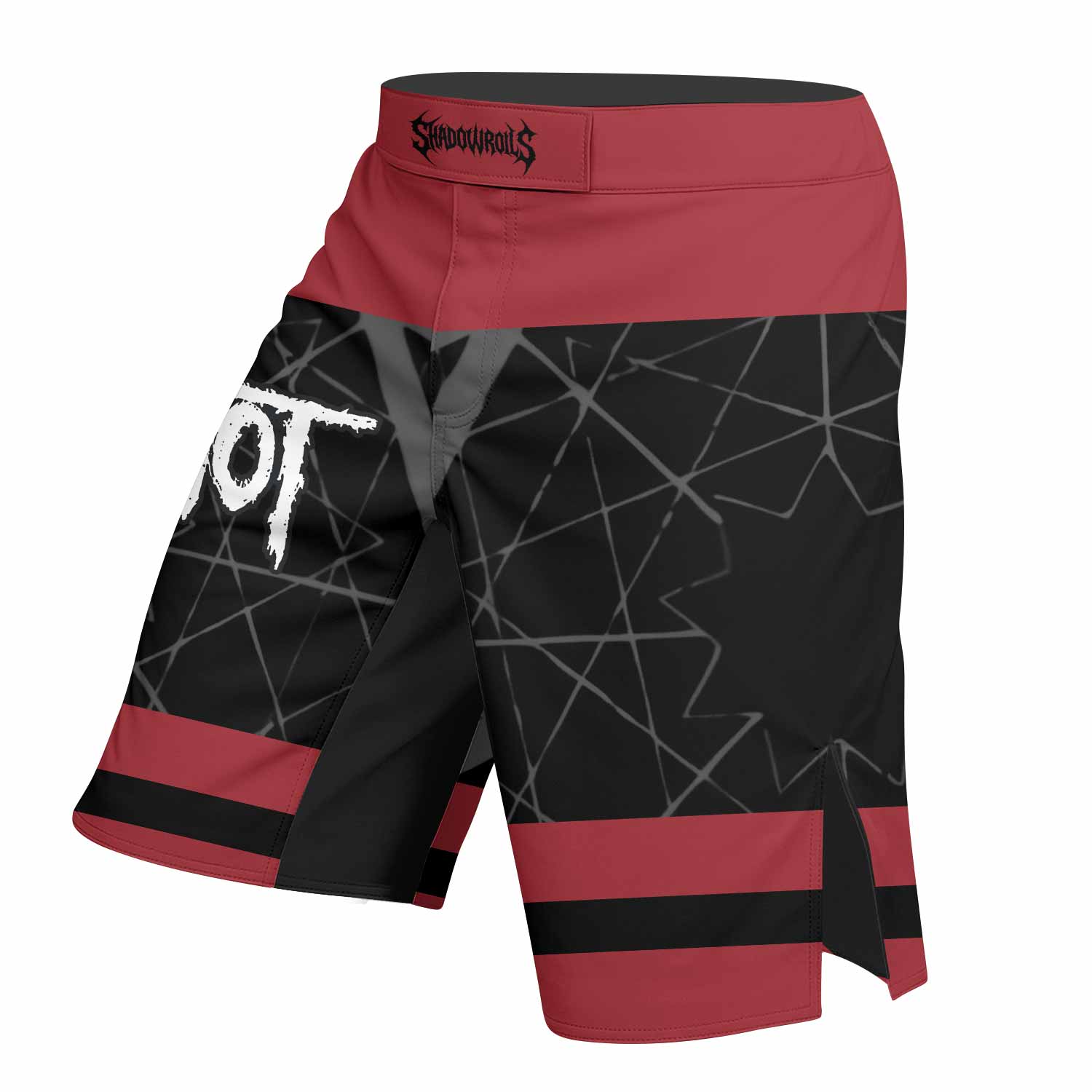 Slipknot Des Moines 95 Fight Shorts - MMA, BJJ & Boxing Shorts - left side mockup