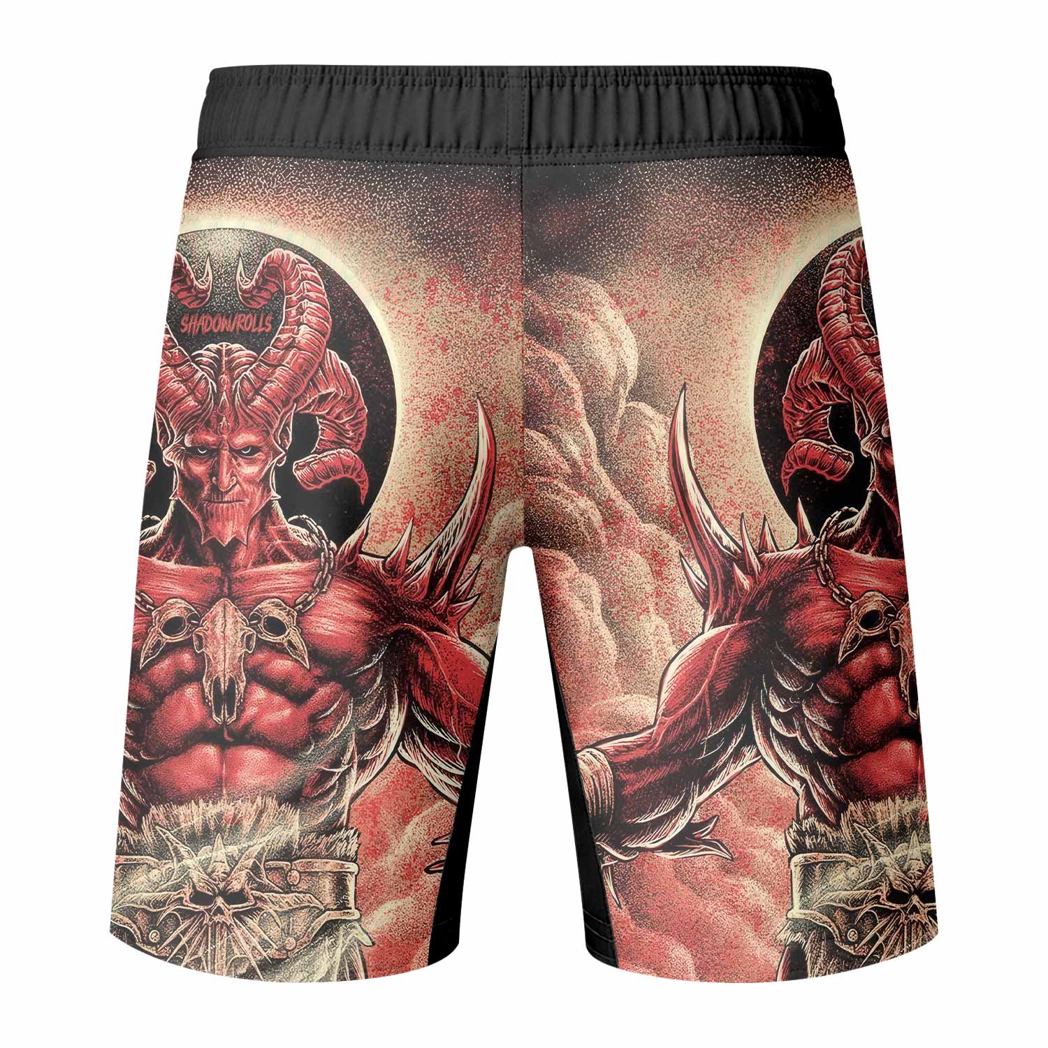Lord of Hell Fight Shorts | Durable Fight Shorts for MMA & BJJ - back view mockup