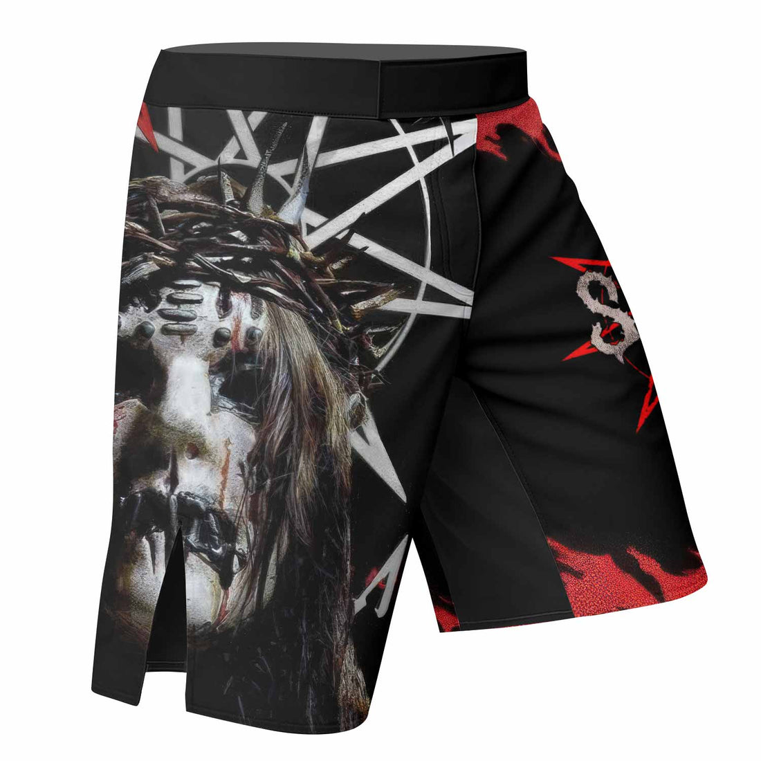 Slipknot Masked Chaos Fight Shorts | Durable MMA & BJJ Shorts - right side mockup