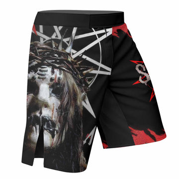 Slipknot Masked Chaos Fight Shorts | Durable MMA & BJJ Shorts - right side mockup