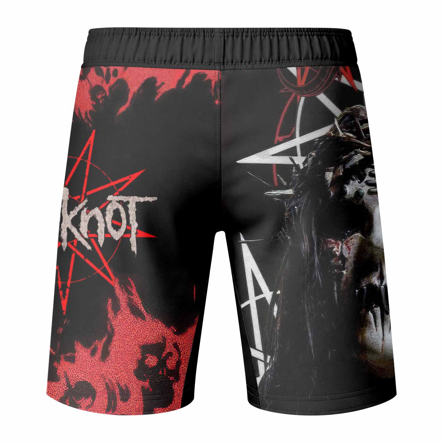 Slipknot Masked Chaos Fight Shorts | Durable MMA & BJJ Shorts - back view mockup