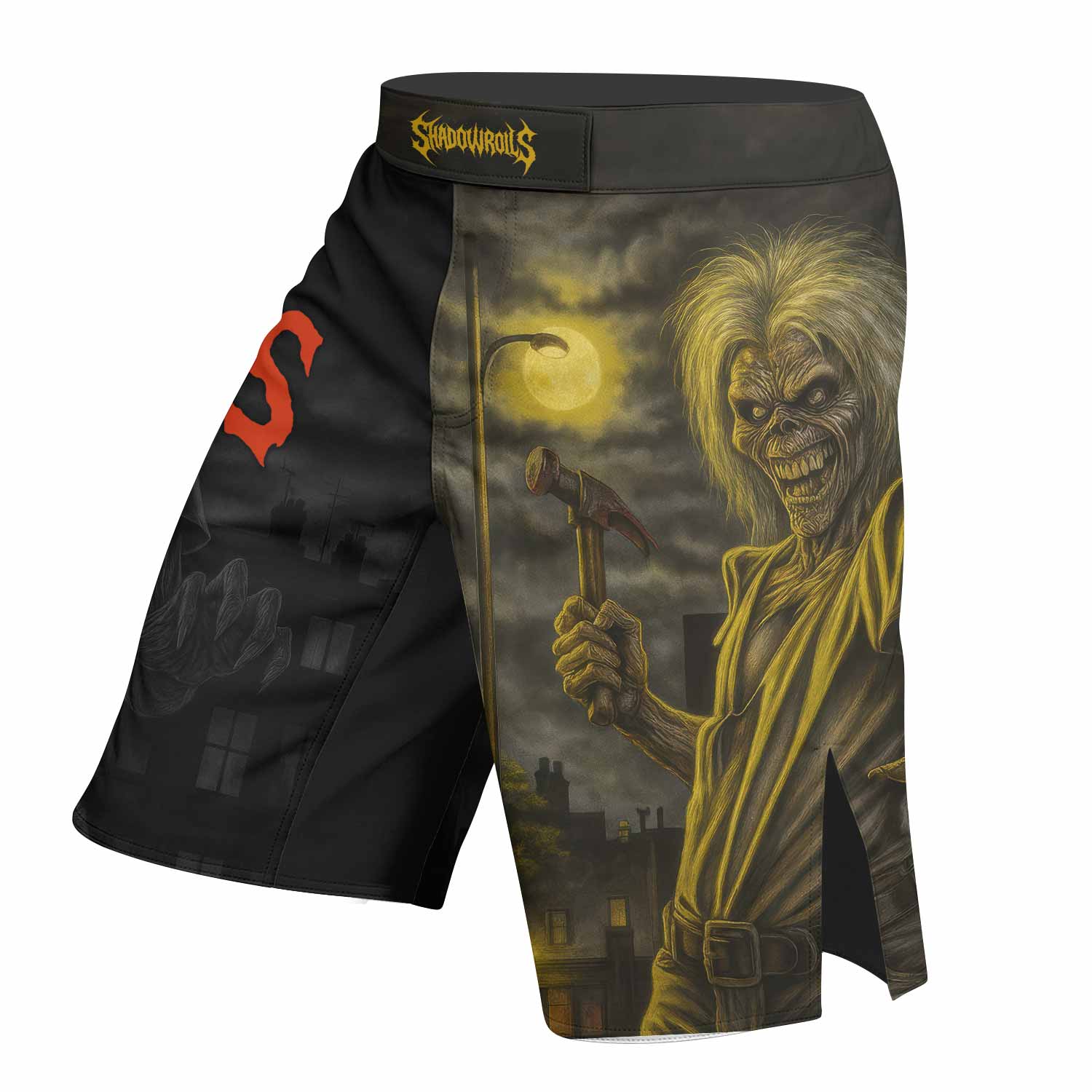 Iron Maiden Midnight Slayer Fight Shorts | Ultimate Fight Shorts - left side mockup