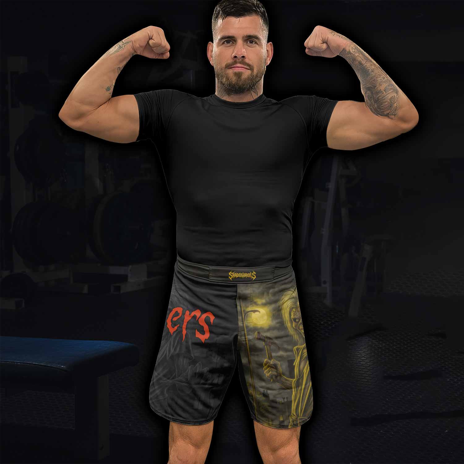 Iron Maiden Midnight Slayer Fight Shorts | Ultimate Fight Shorts - lifestyle view