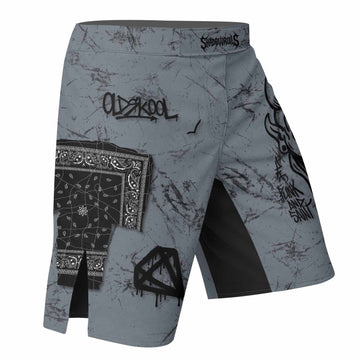 Oni Graffiti Fight Shorts - MMA, BJJ & Boxing Performance Gear - right side mockup