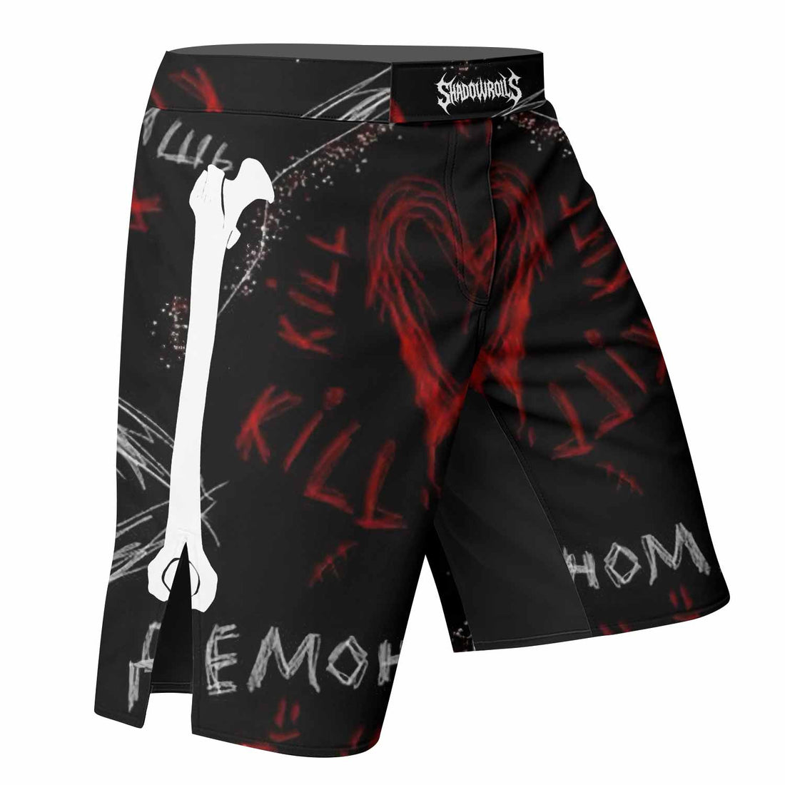 Skeleton Graffiti Fight Shorts | Durable MMA & Training Gear - right side mockup