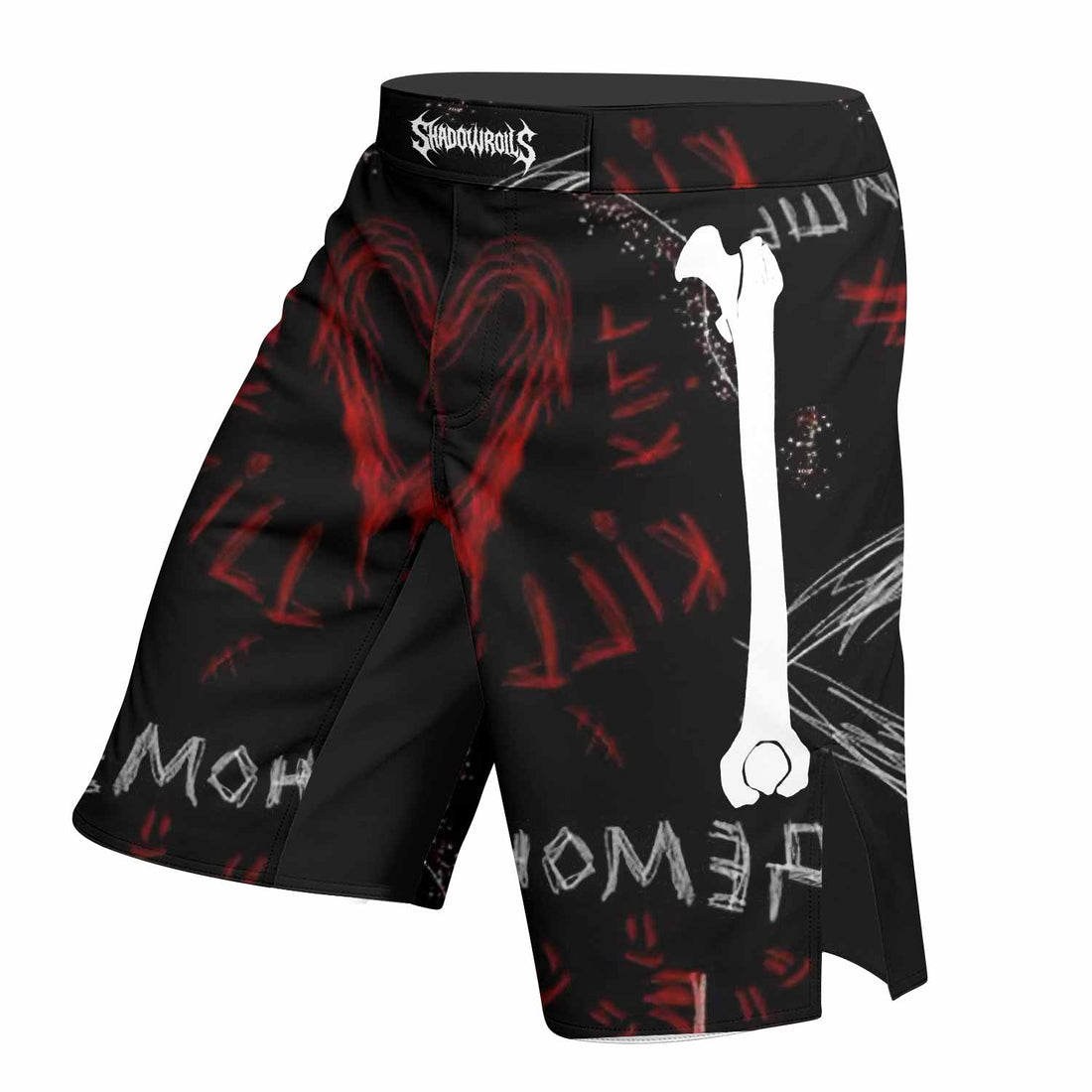 Skeleton Graffiti Fight Shorts | Durable MMA & Training Gear - right side mockup