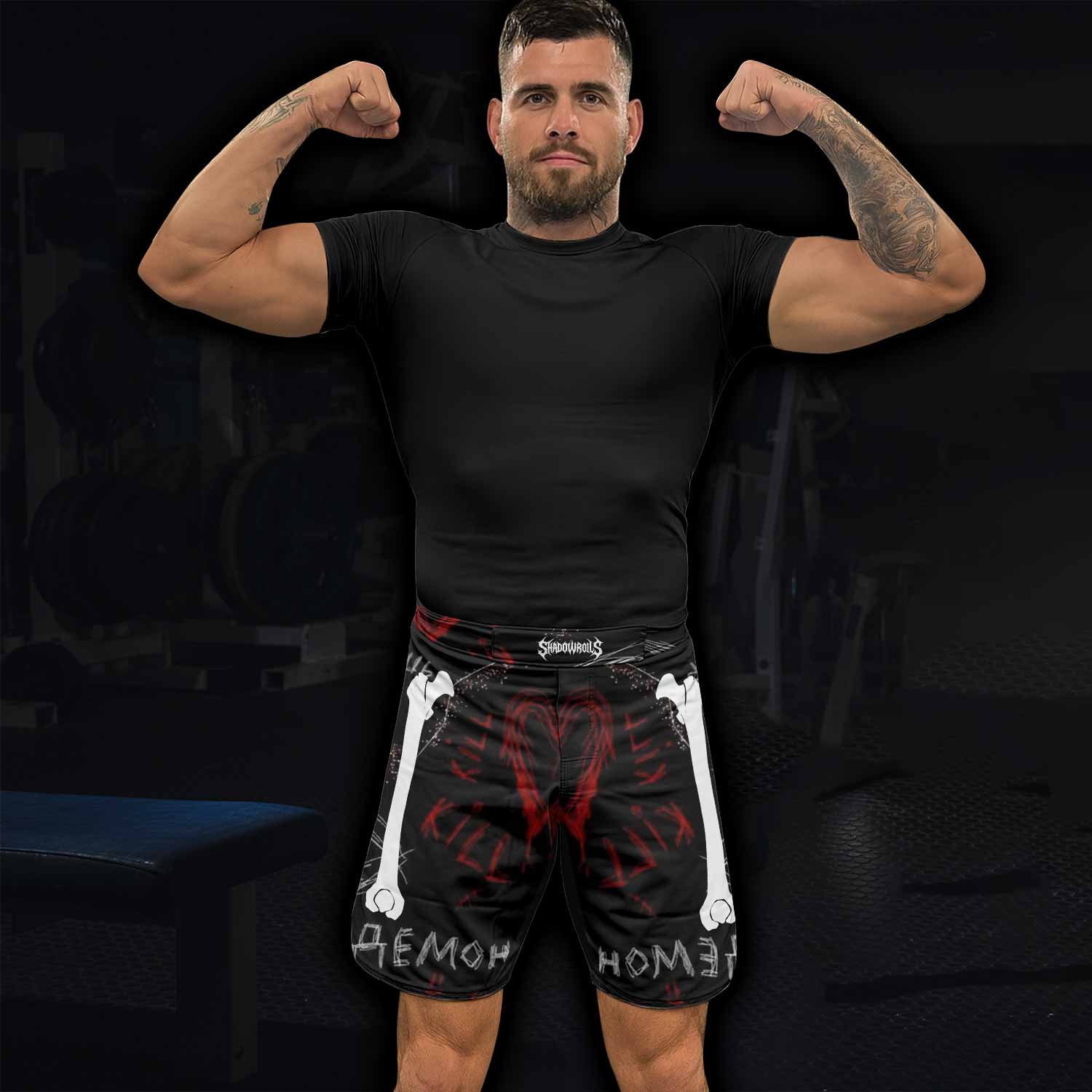 Skeleton Graffiti Fight Shorts | Durable MMA & Training Gear - lifestyle view