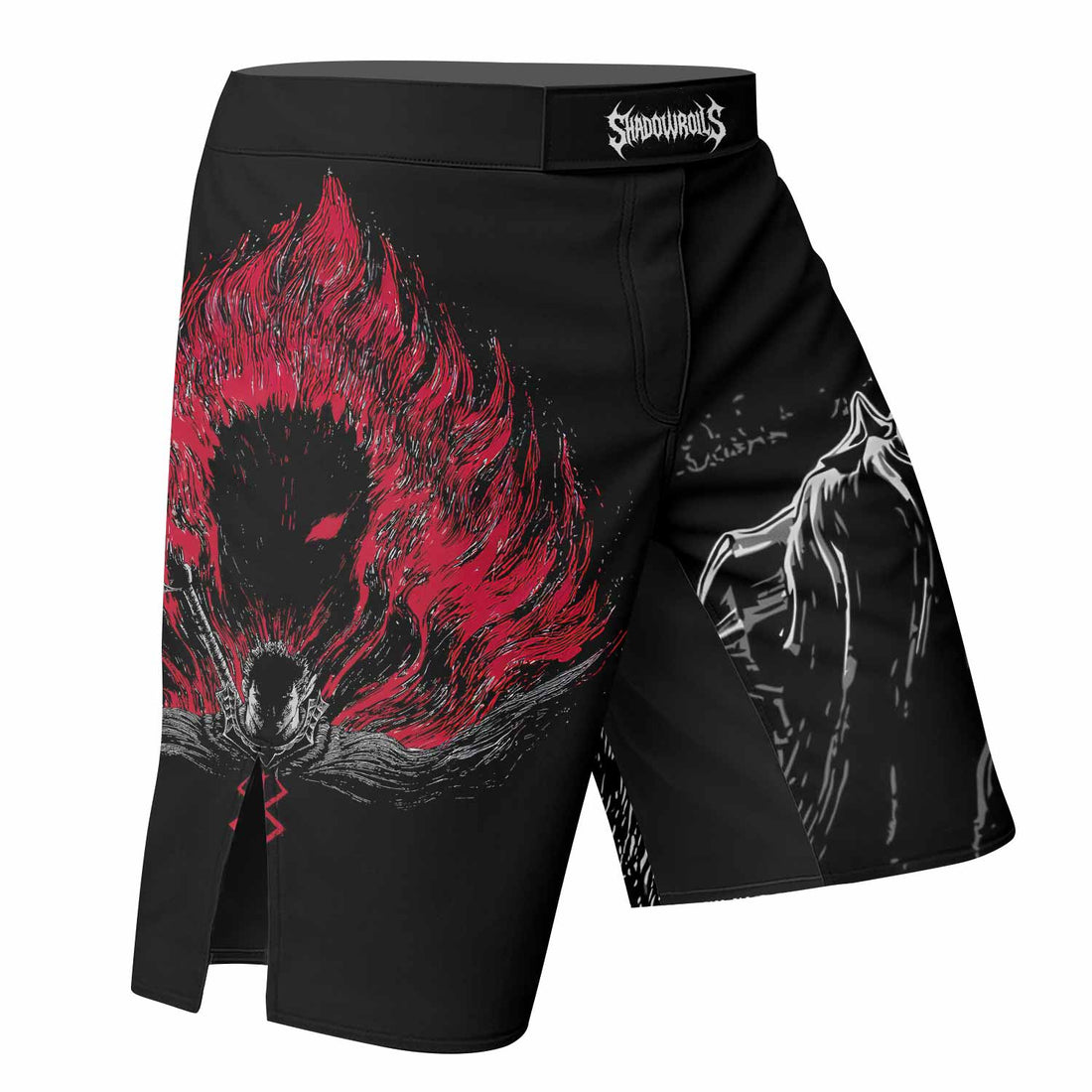 Berserk Black Swordsman Fight Shorts - Durable MMA & BJJ Gear - right side mockup