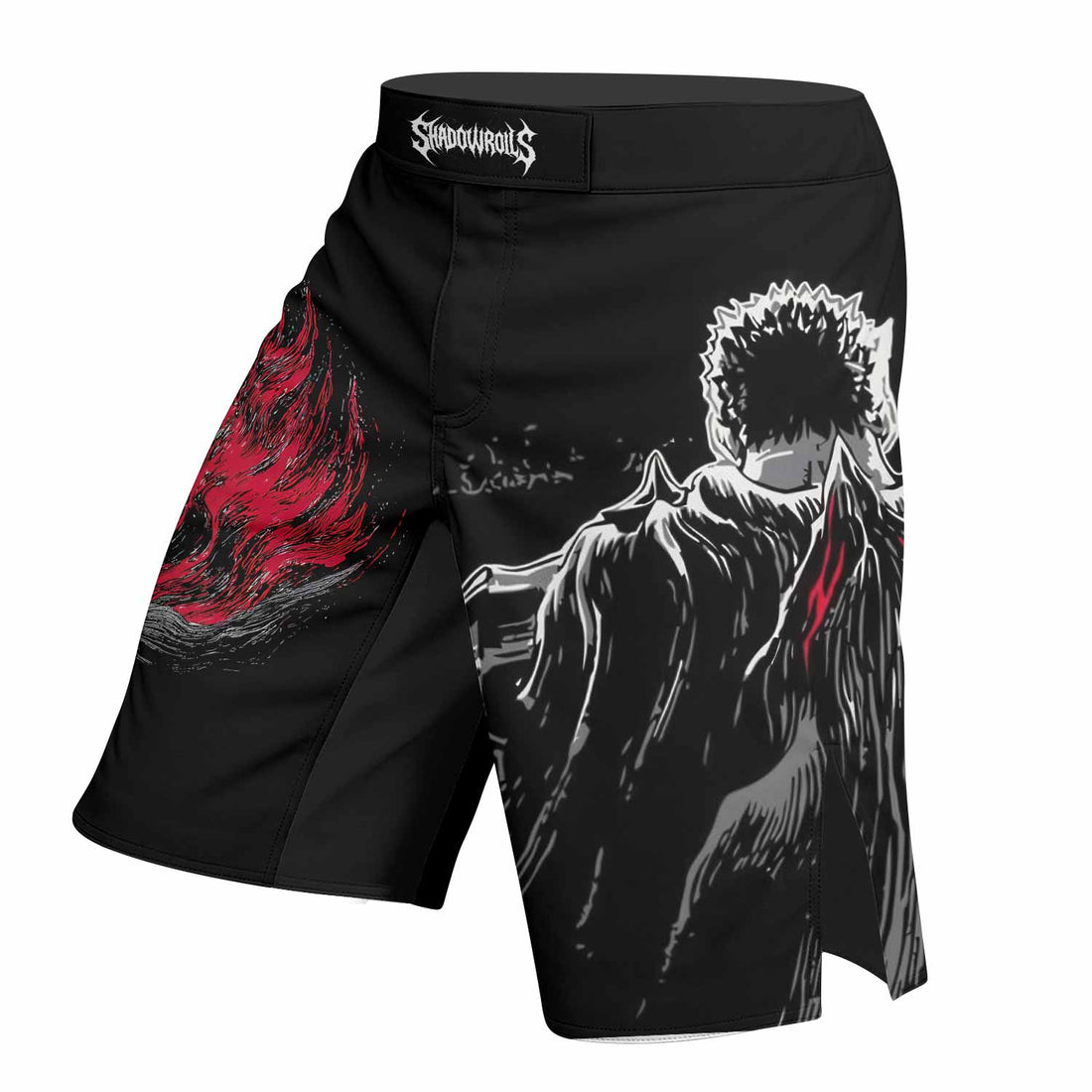 Berserk Black Swordsman Fight Shorts - Durable MMA & BJJ Gear - right side mockup