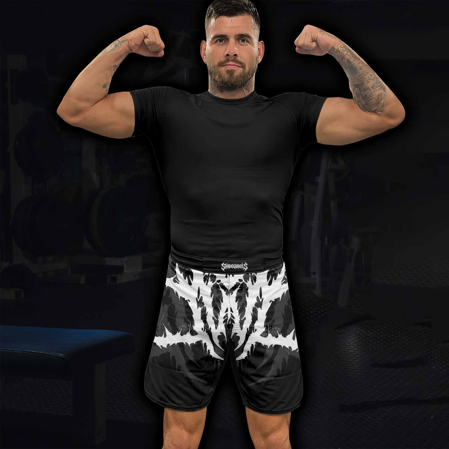 Angelmaker Demon Fight Shorts - MMA, BJJ, Boxing, Grappling Gear - lifestyle view