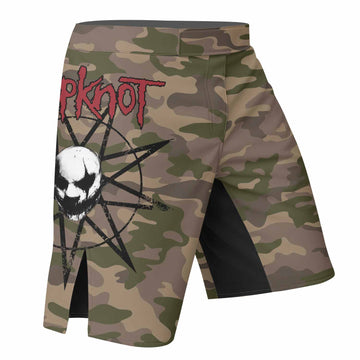 Slipknot Mask Camo Fight Shorts - Durable MMA & BJJ Shorts - right side mockup