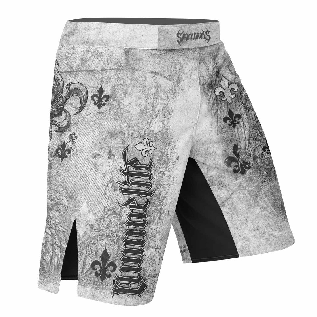 Fleur-de-Lis Rebirth Fight Shorts | Durable MMA & BJJ Training Gear - right side mockup