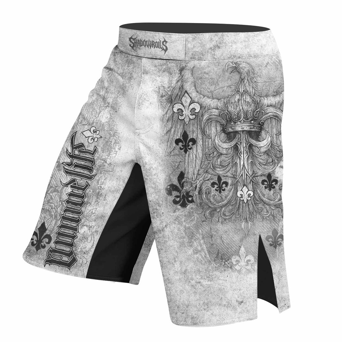Fleur-de-Lis Rebirth Fight Shorts | Durable MMA & BJJ Training Gear - right side mockup