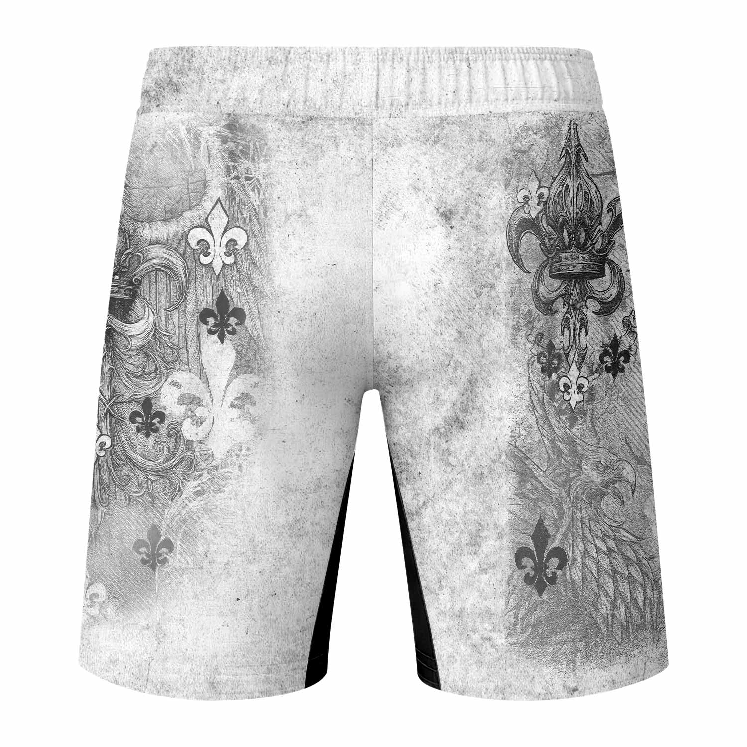 Fleur-de-Lis Rebirth Fight Shorts | Durable MMA & BJJ Training Gear - back view mockup