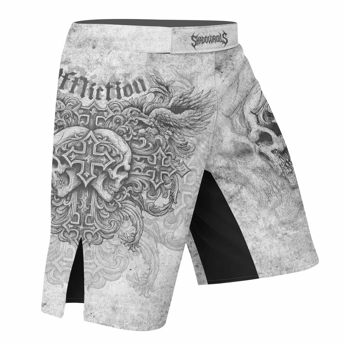 Afflicted Cross Fight Shorts - Durable Fight Shorts for MMA & BJJ - right side mockup