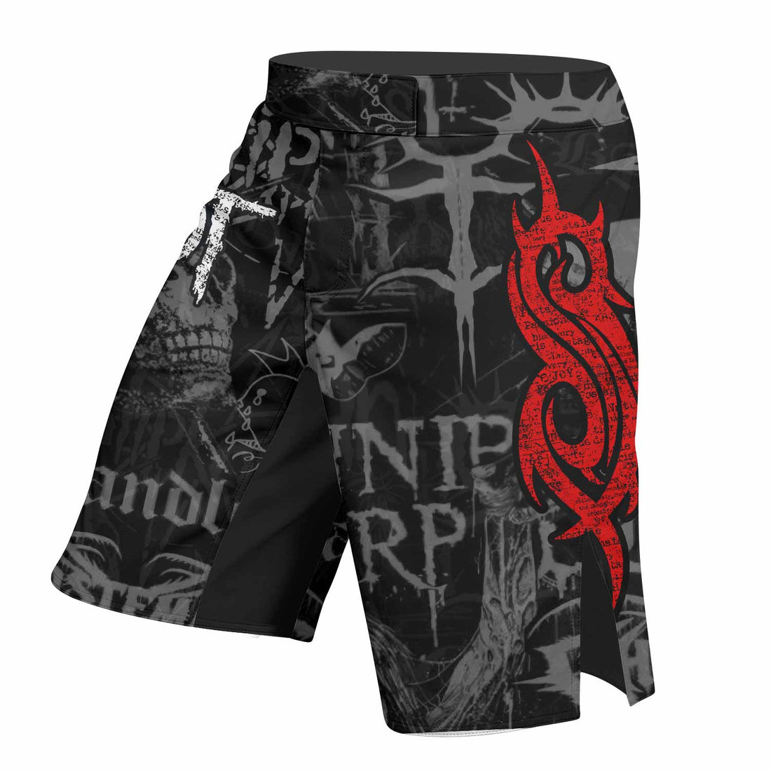 Slipknot Riot Fight Shorts - Durable MMA, BJJ & Boxing Shorts - right side mockup