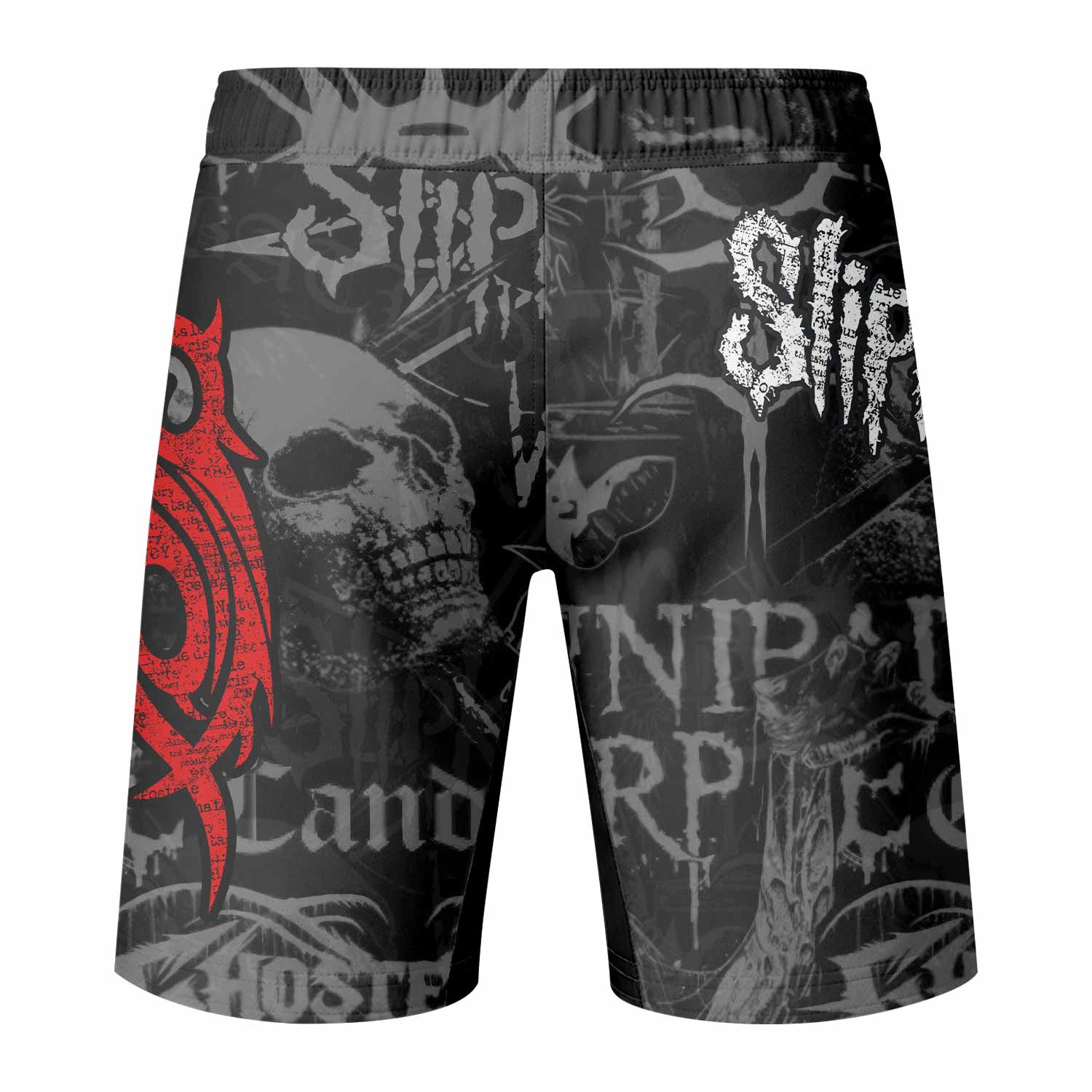 Slipknot Riot Fight Shorts - Durable MMA, BJJ & Boxing Shorts - back view mockup