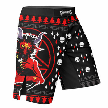 Purraise Satan Fight Shorts - Durable MMA, BJJ, Boxing Gear - right side mockup