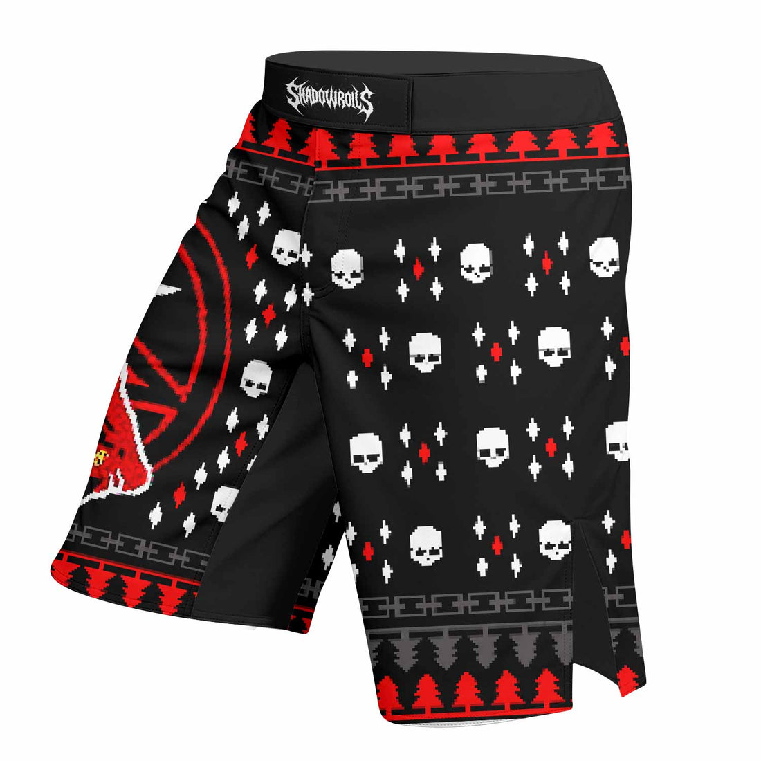 Purraise Satan Fight Shorts - Durable MMA, BJJ, Boxing Gear - right side mockup