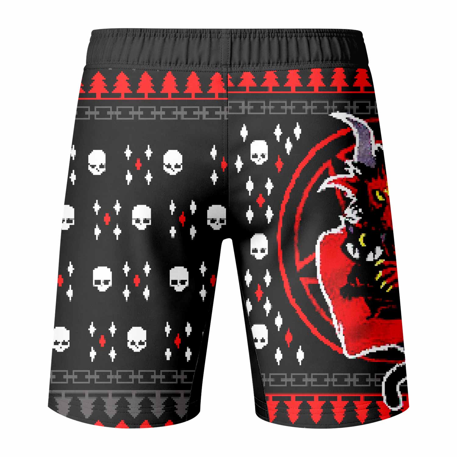 Purraise Satan Fight Shorts - Durable MMA, BJJ, Boxing Gear - back view mockup
