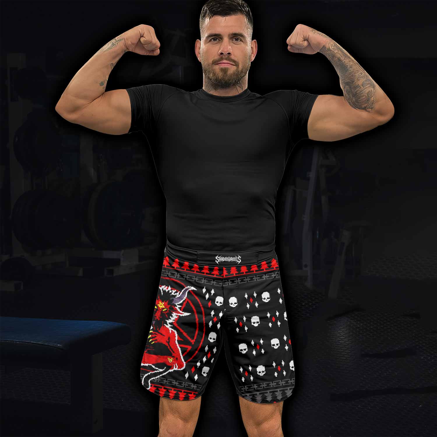 Purraise Satan Fight Shorts - Durable MMA, BJJ, Boxing Gear - lifestyle view