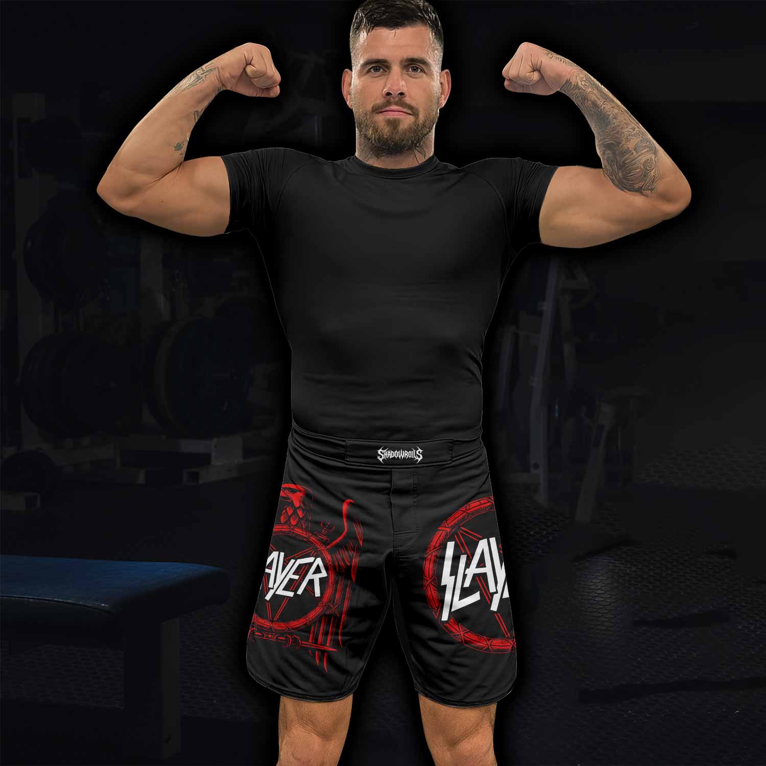 Slayer Red Eagle Fight Shorts – Durable MMA, BJJ, & CrossFit Gear - lifestyle view