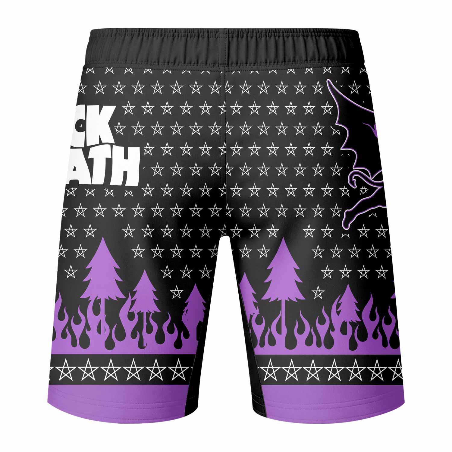 Black Sabbath Fight Shorts - Durable MMA & BJJ Fight Shorts - back view mockup