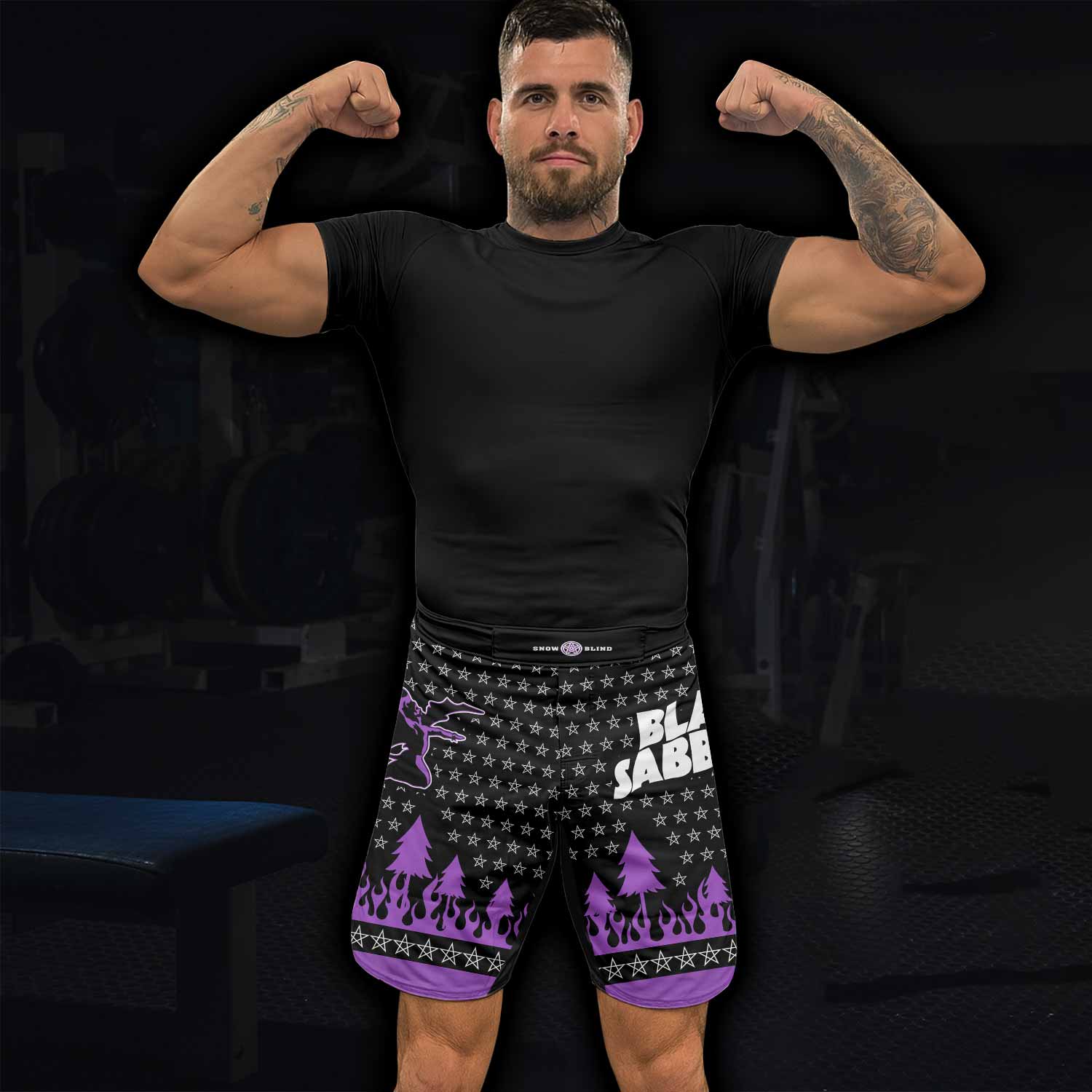 Black Sabbath Fight Shorts - Durable MMA & BJJ Fight Shorts - lifestyle view