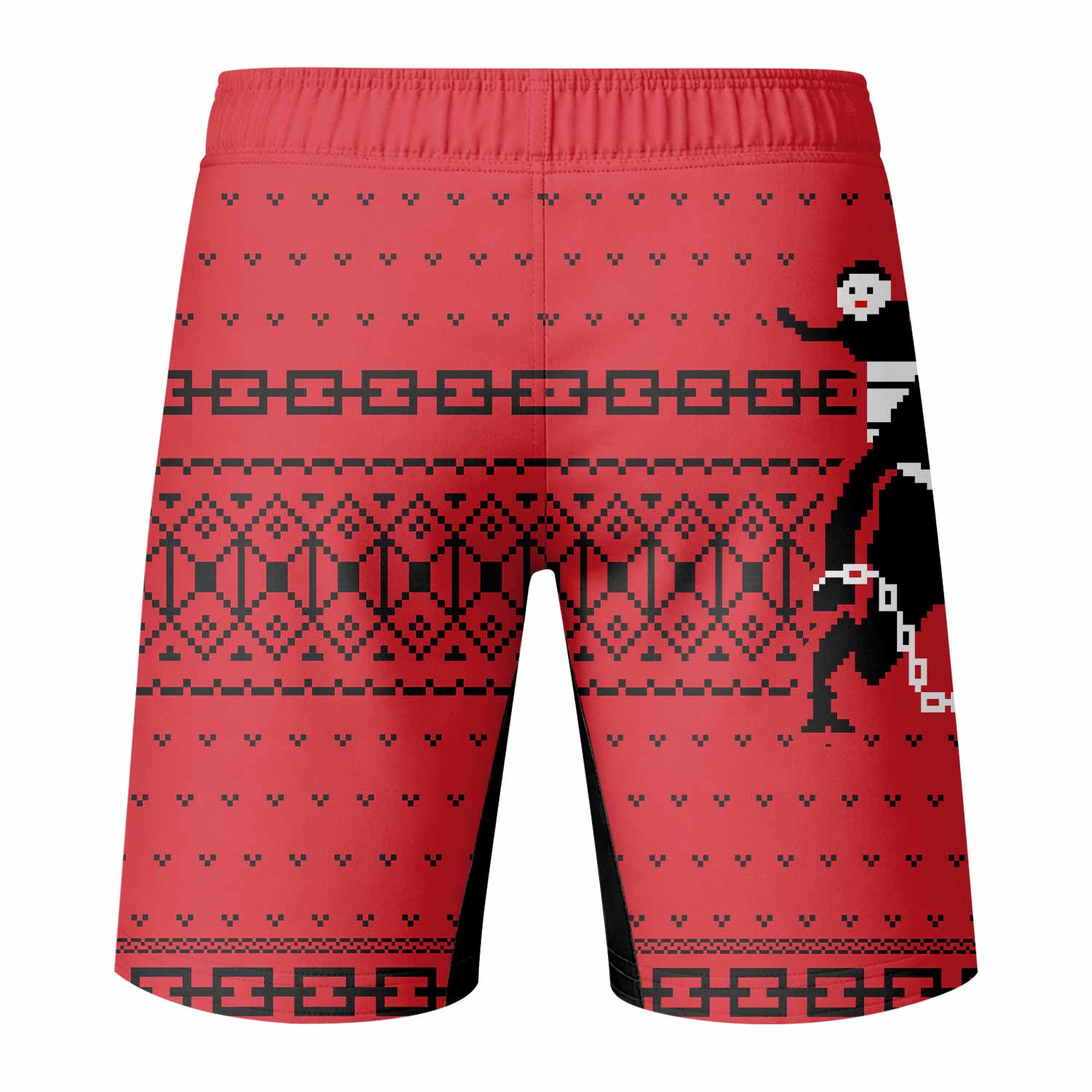Krampus Christmas Fight Shorts - Durable MMA, Boxing, Grappling Gear - back view mockup
