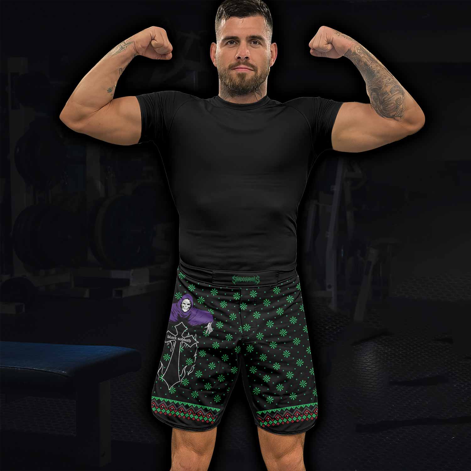 Holidays Bloody Holidays Fight Shorts | Durable MMA Fight Shorts - lifestyle view