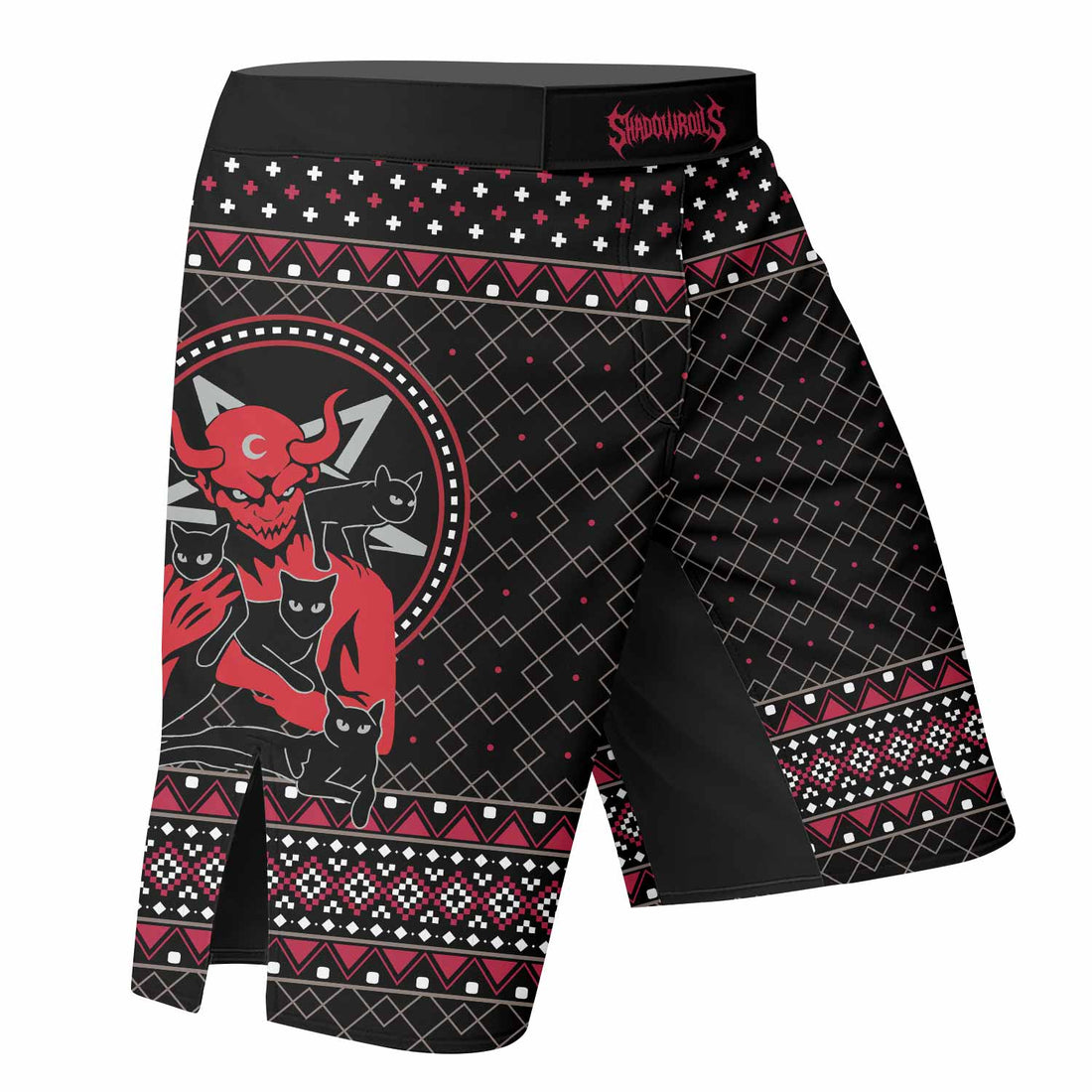 Satan's Cats Fight Shorts - Durable & Flexible MMA Fight Shorts - right side mockup