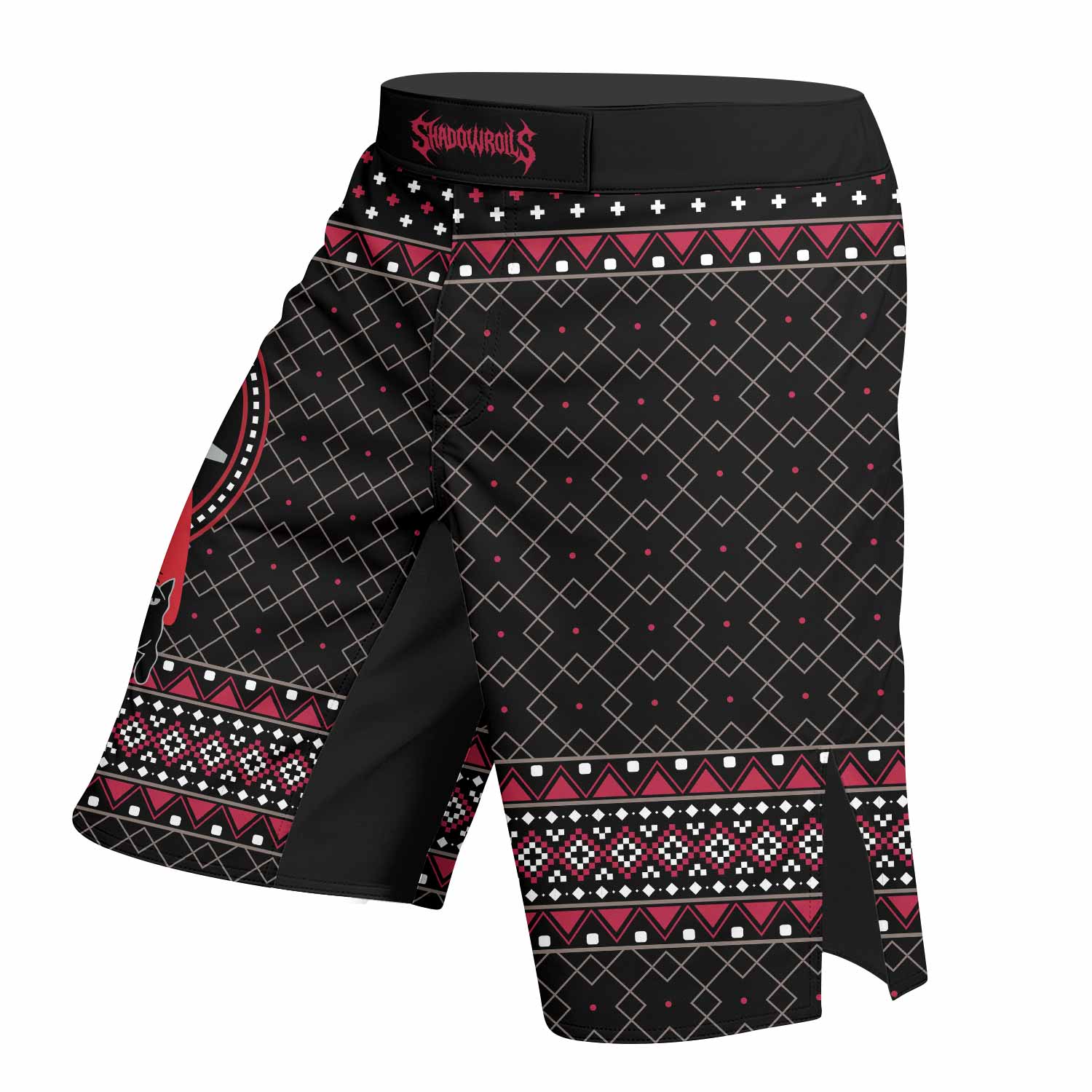 Satan's Cats Fight Shorts - Durable & Flexible MMA Fight Shorts - left side mockup