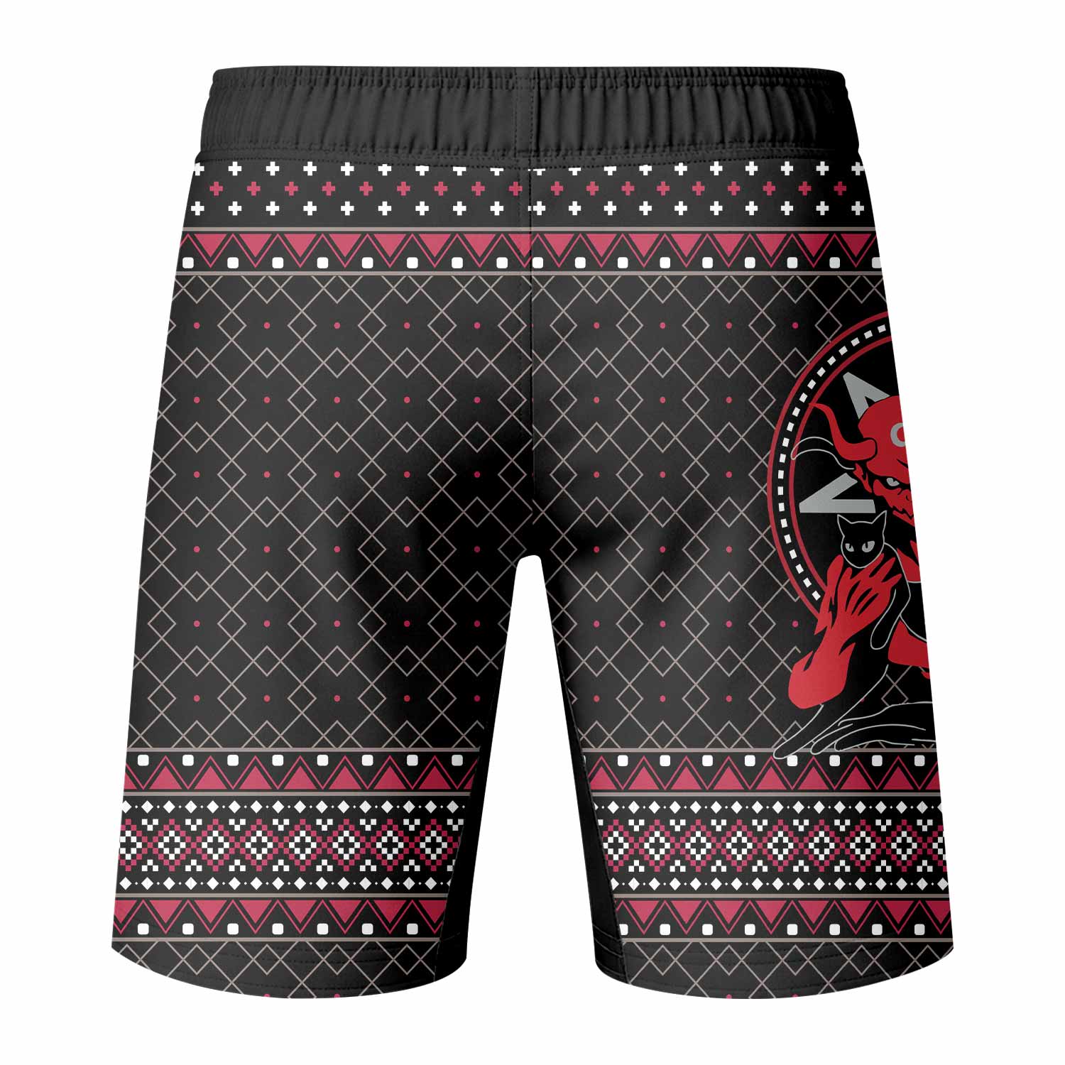 Satan's Cats Fight Shorts - Durable & Flexible MMA Fight Shorts - back view mockup
