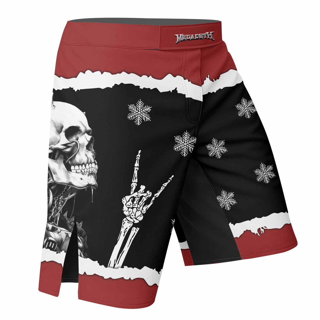 Megadeth Christmas Fight Shorts | Durable MMA, BJJ & Boxing Shorts - right side mockup
