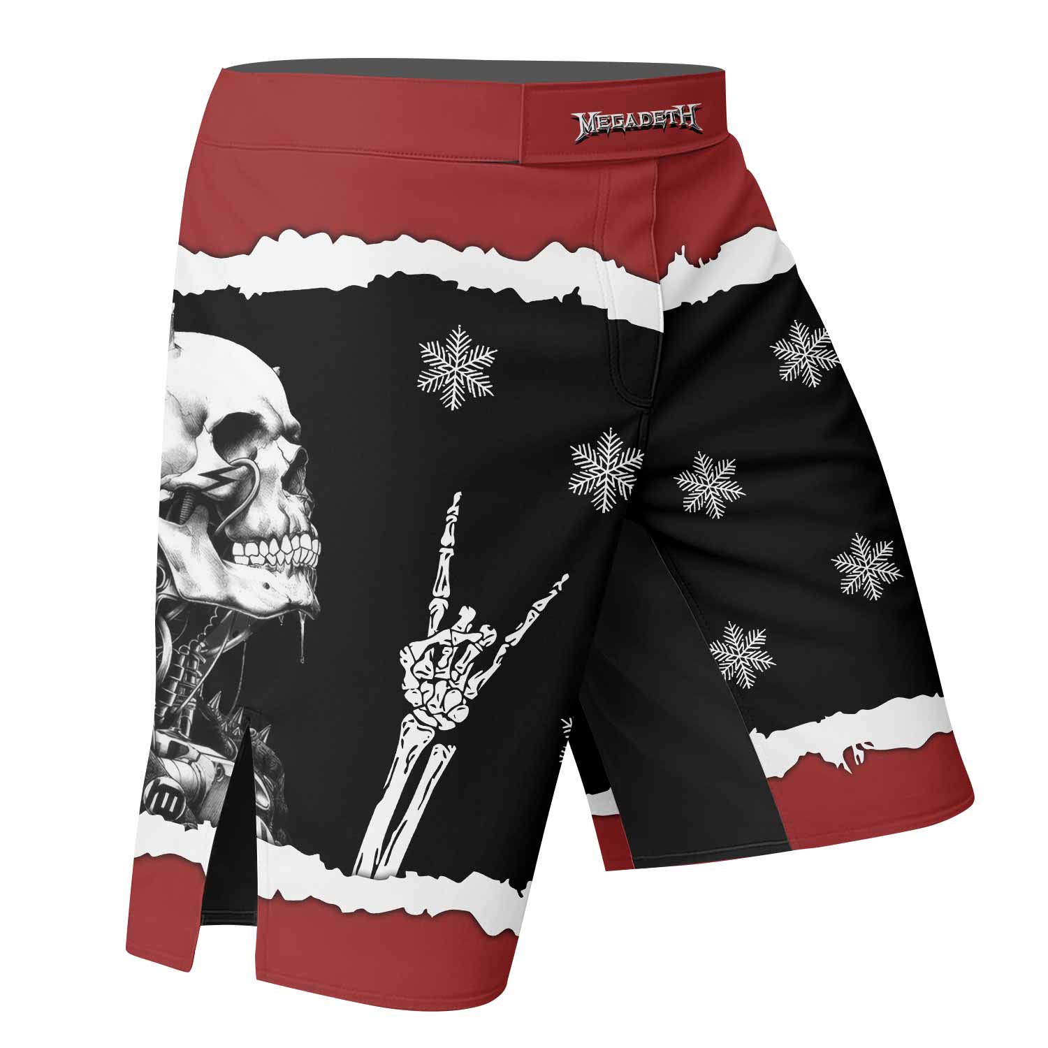 Megadeth Christmas Fight Shorts | Durable MMA, BJJ & Boxing Shorts - right side mockup