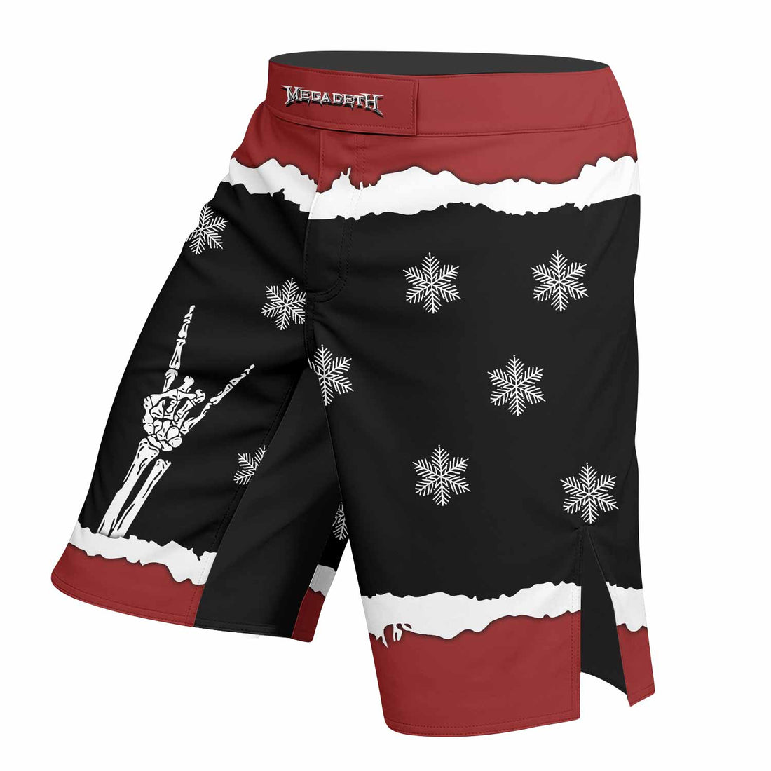 Megadeth Christmas Fight Shorts | Durable MMA, BJJ & Boxing Shorts - right side mockup