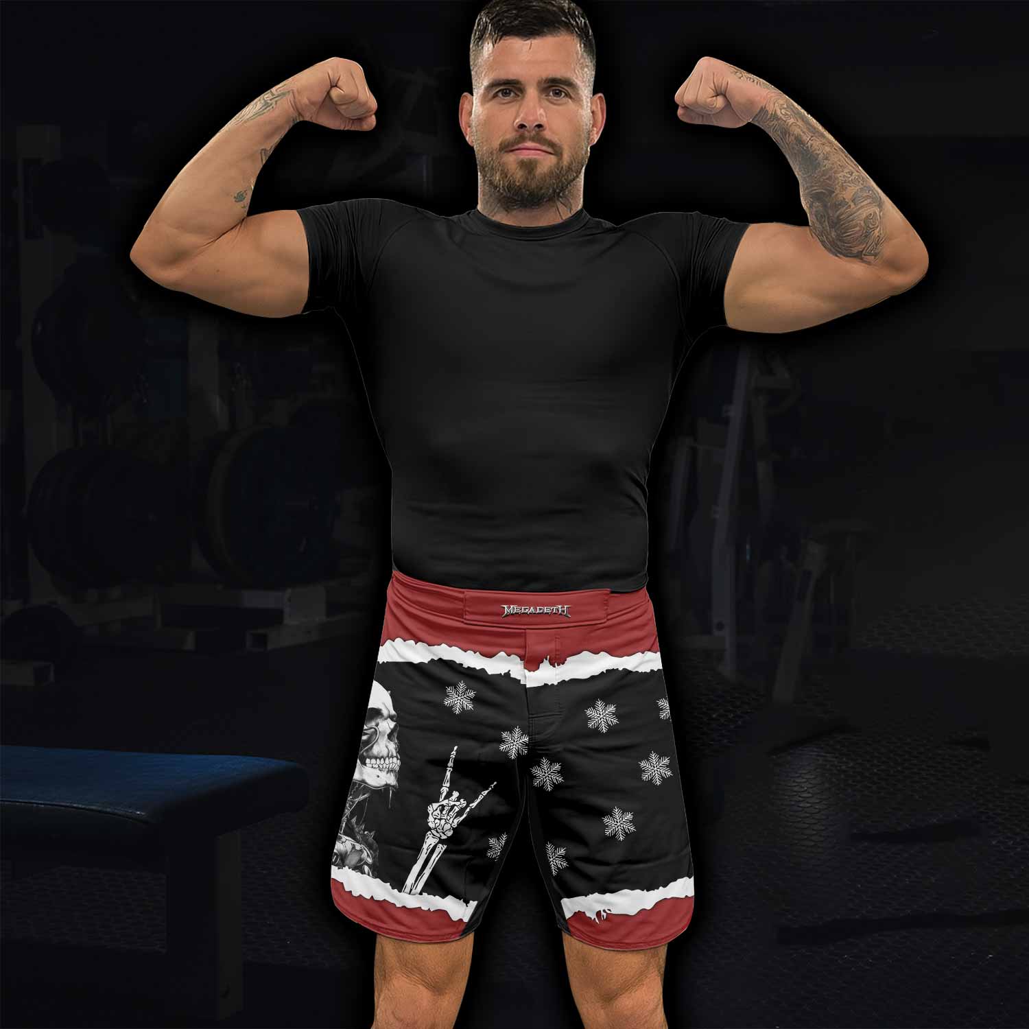 Megadeth Christmas Fight Shorts | Durable MMA, BJJ & Boxing Shorts - lifestyle view