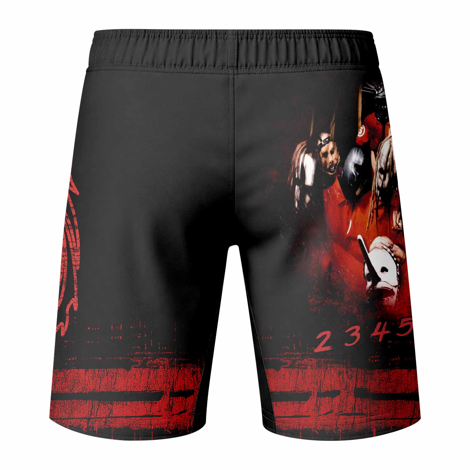 Slipknot Debut Fight Shorts - Durable & Flexible Fight Shorts - back view mockup