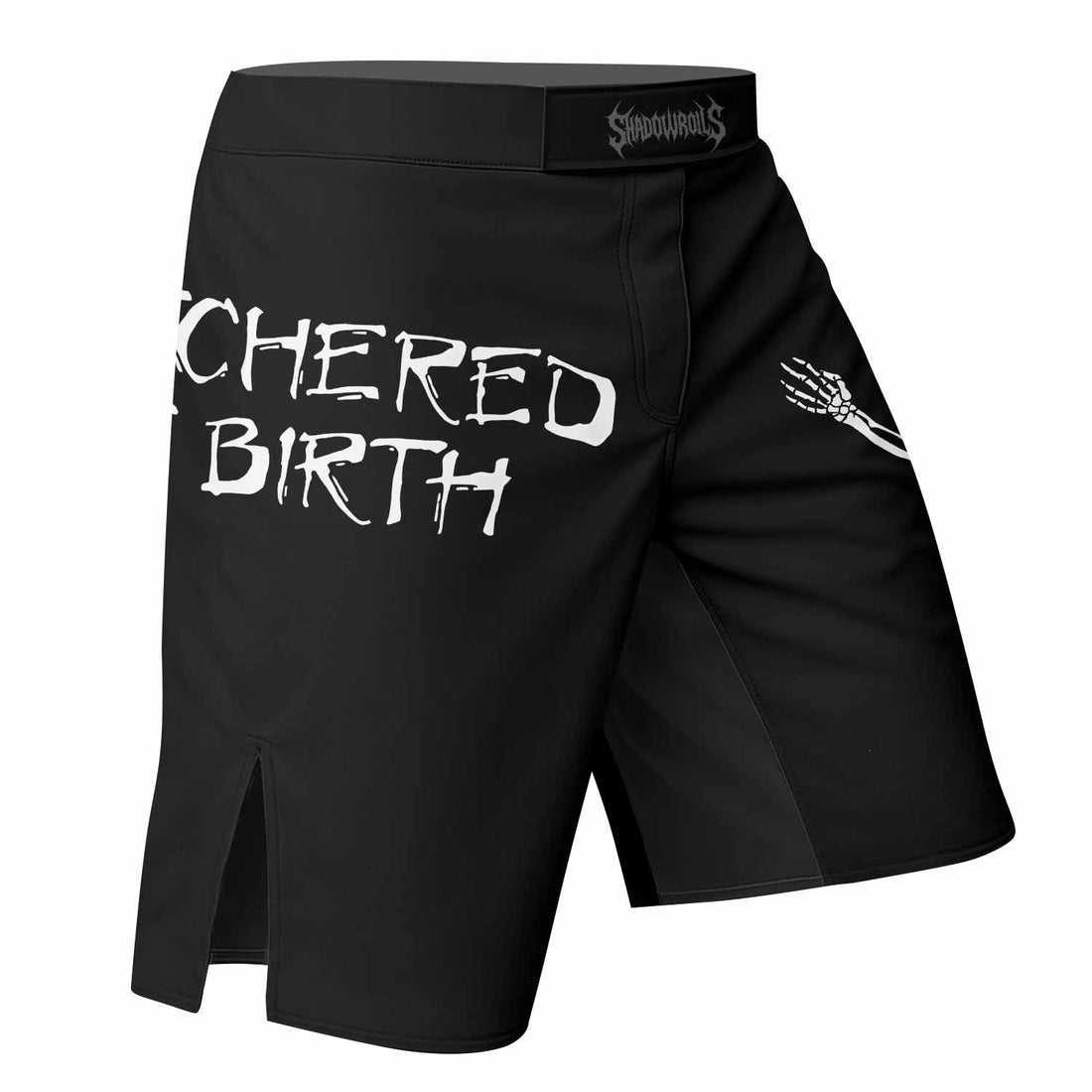 Butchered at Birth Fight Shorts - Durable MMA & Training Shorts - right side mockup
