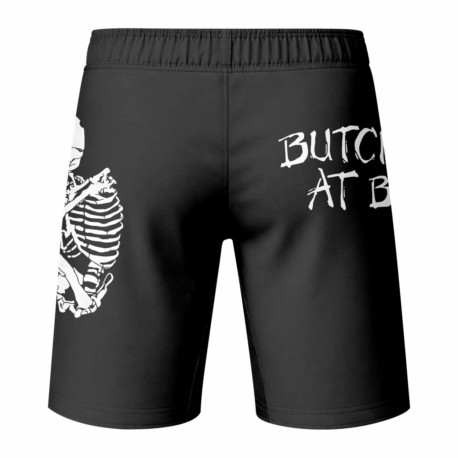 Butchered at Birth Fight Shorts - Durable MMA & Training Shorts - back view mockup