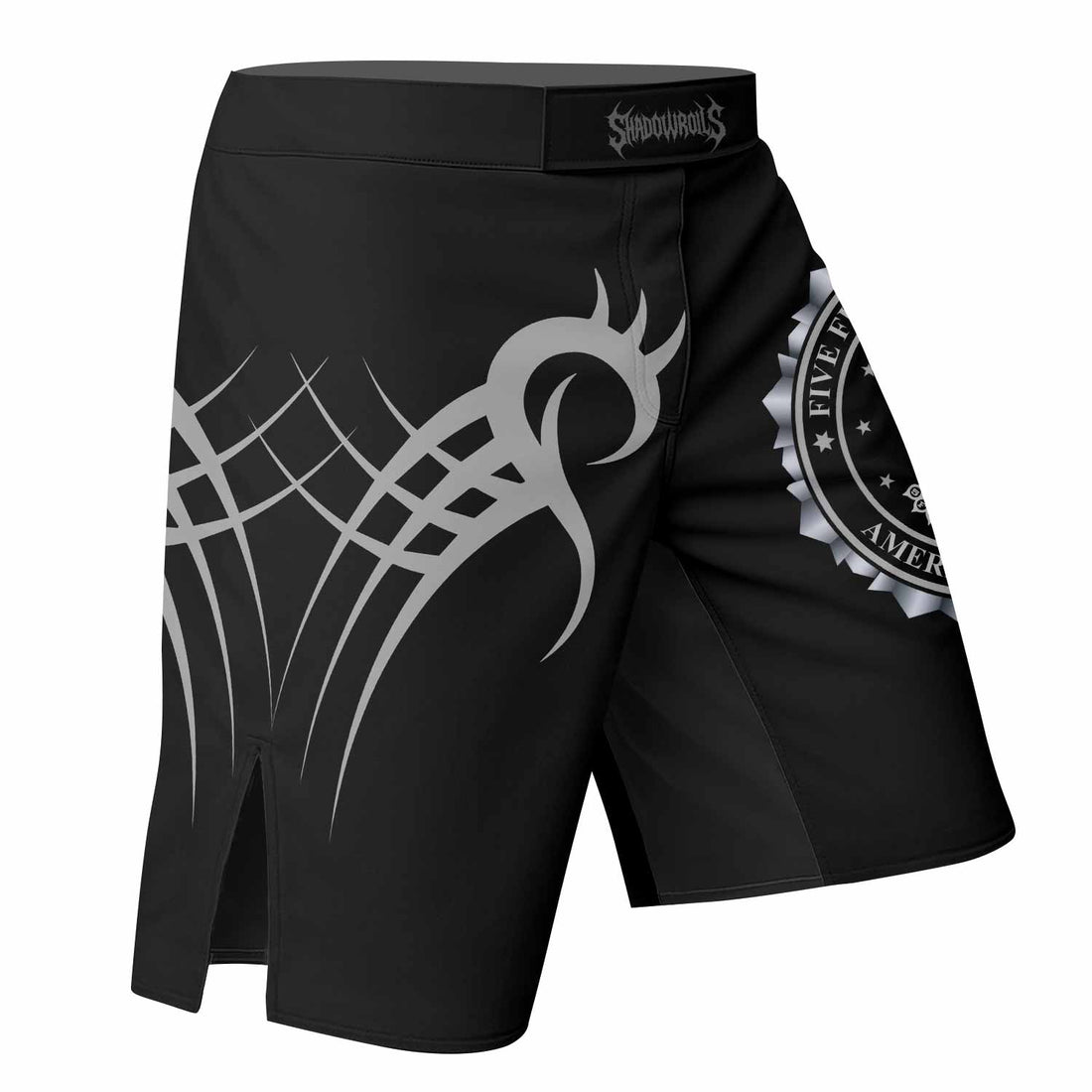 Five Finger Death Punch Fight Shorts - Durable MMA & Training Shorts - right side mockup