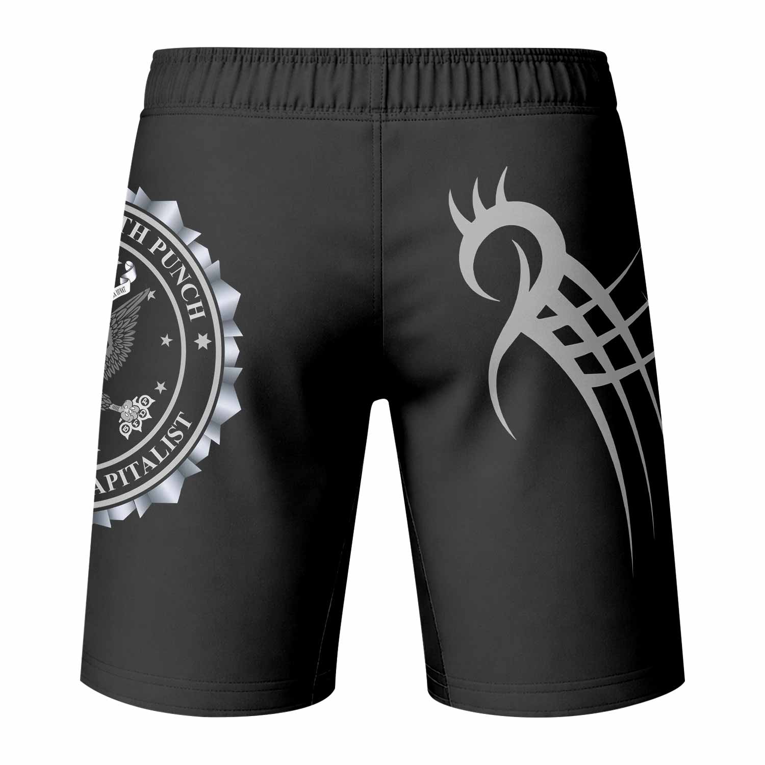 Five Finger Death Punch Fight Shorts - Durable MMA & Training Shorts - back view mockup