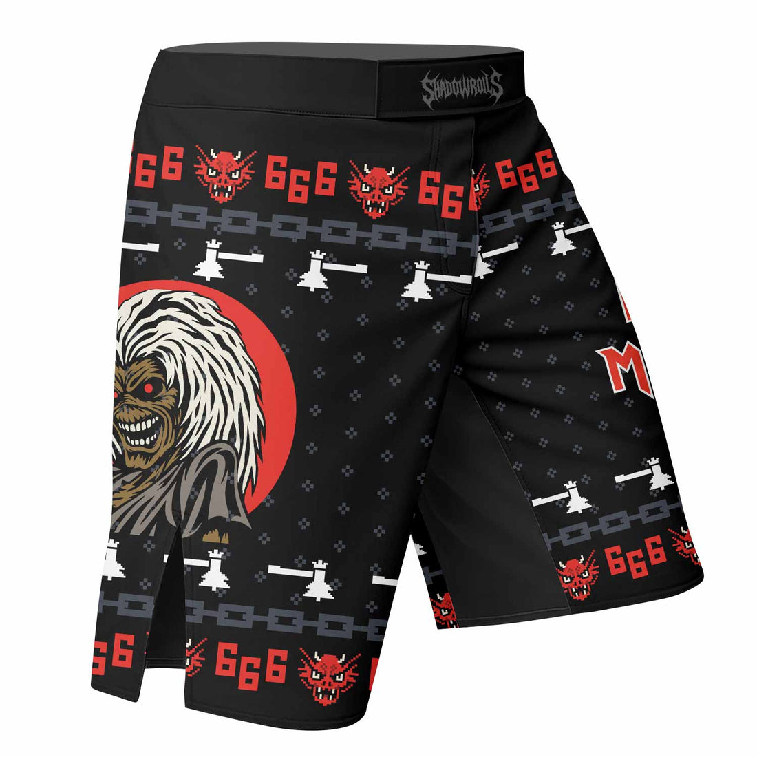 Iron Maiden Fight Shorts - Durable MMA, BJJ & Boxing Shorts - right side mockup