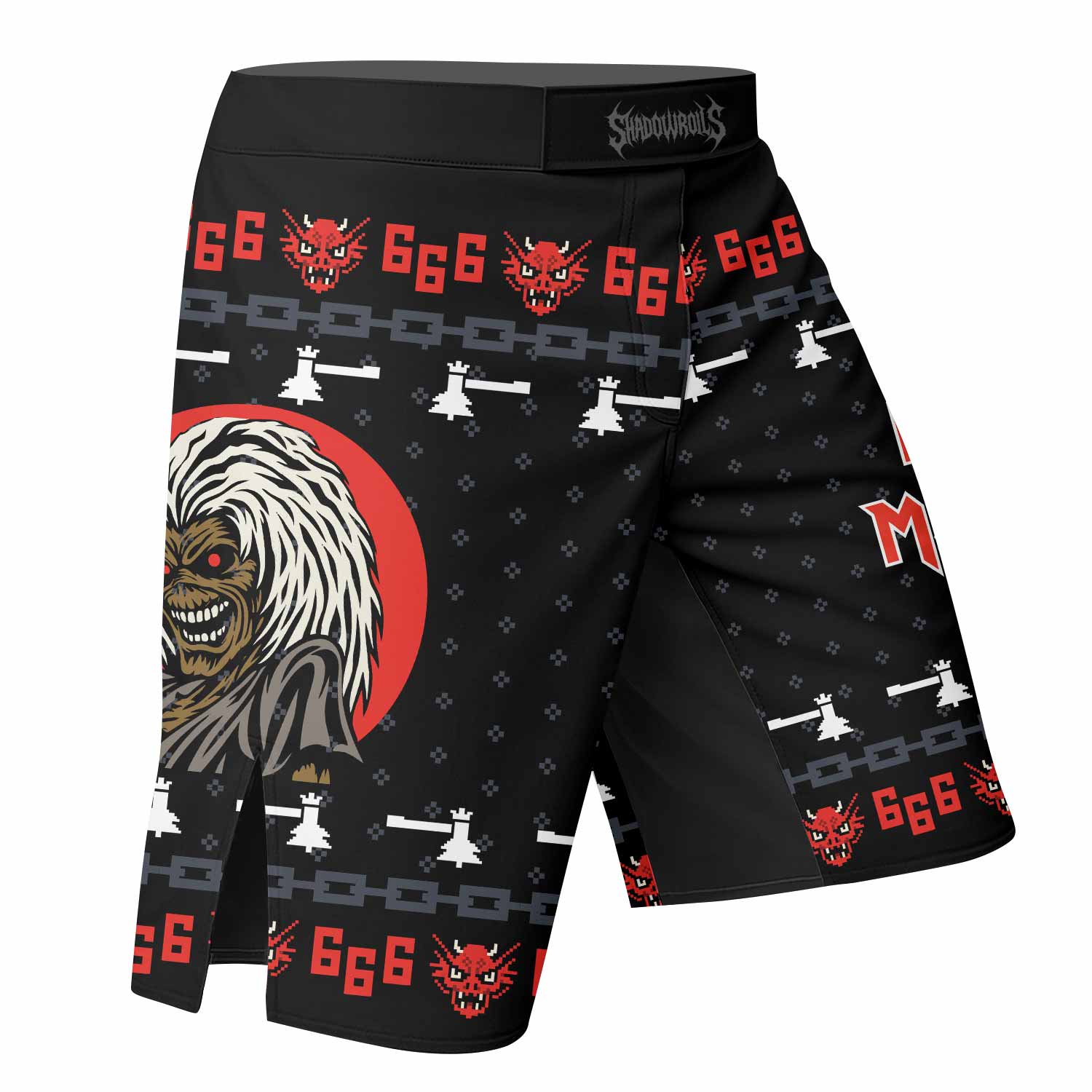 Iron Maiden Fight Shorts - Durable MMA, BJJ & Boxing Shorts - right side mockup