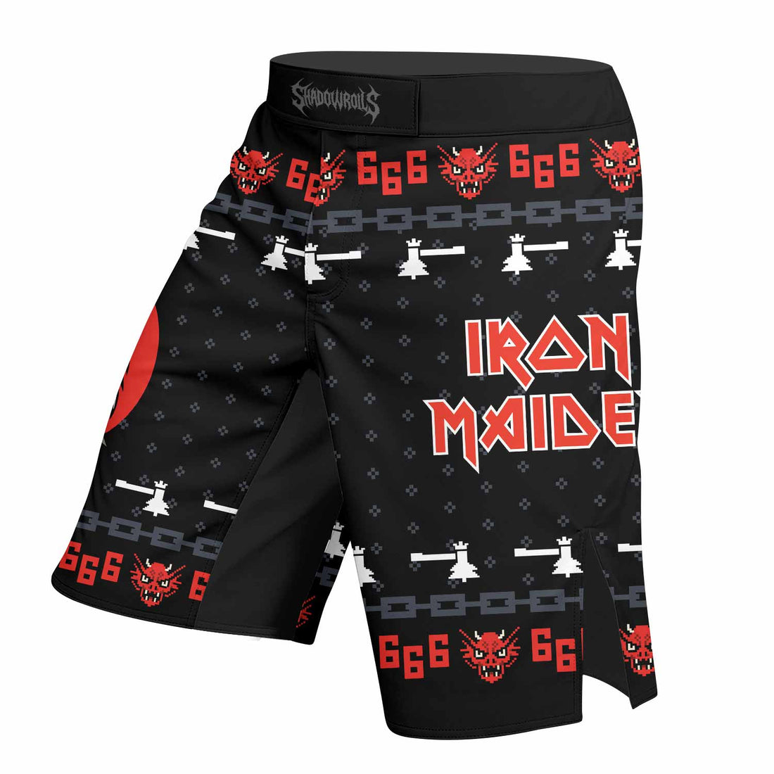 Iron Maiden Fight Shorts - Durable MMA, BJJ & Boxing Shorts - right side mockup